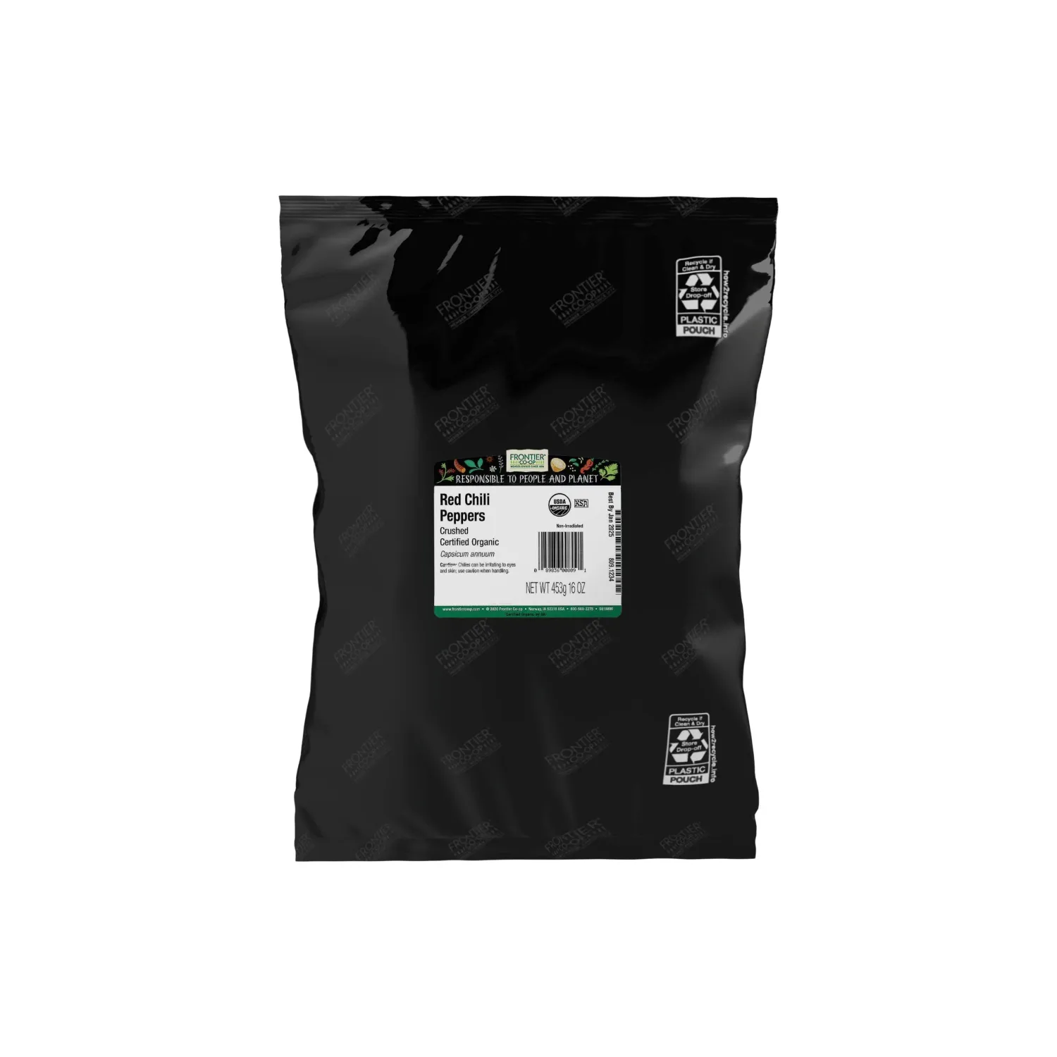 Frontier Co-op Organic Crushed Red Chili Peppers - Kosher | 16 Ounce (Pack of 1)