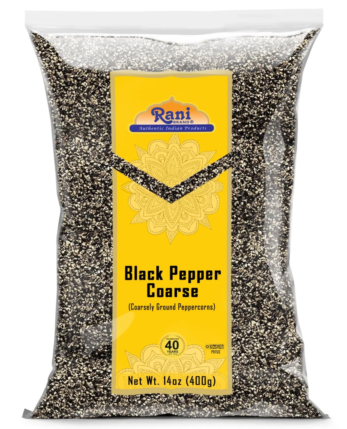 Rani Black Pepper Coarse Ground 28 Mesh (Table Grind) 14oz (400g) ~ All Natural | Vegan | Gluten Friendly | NON-GMO | Kosher | Product of Vietnam