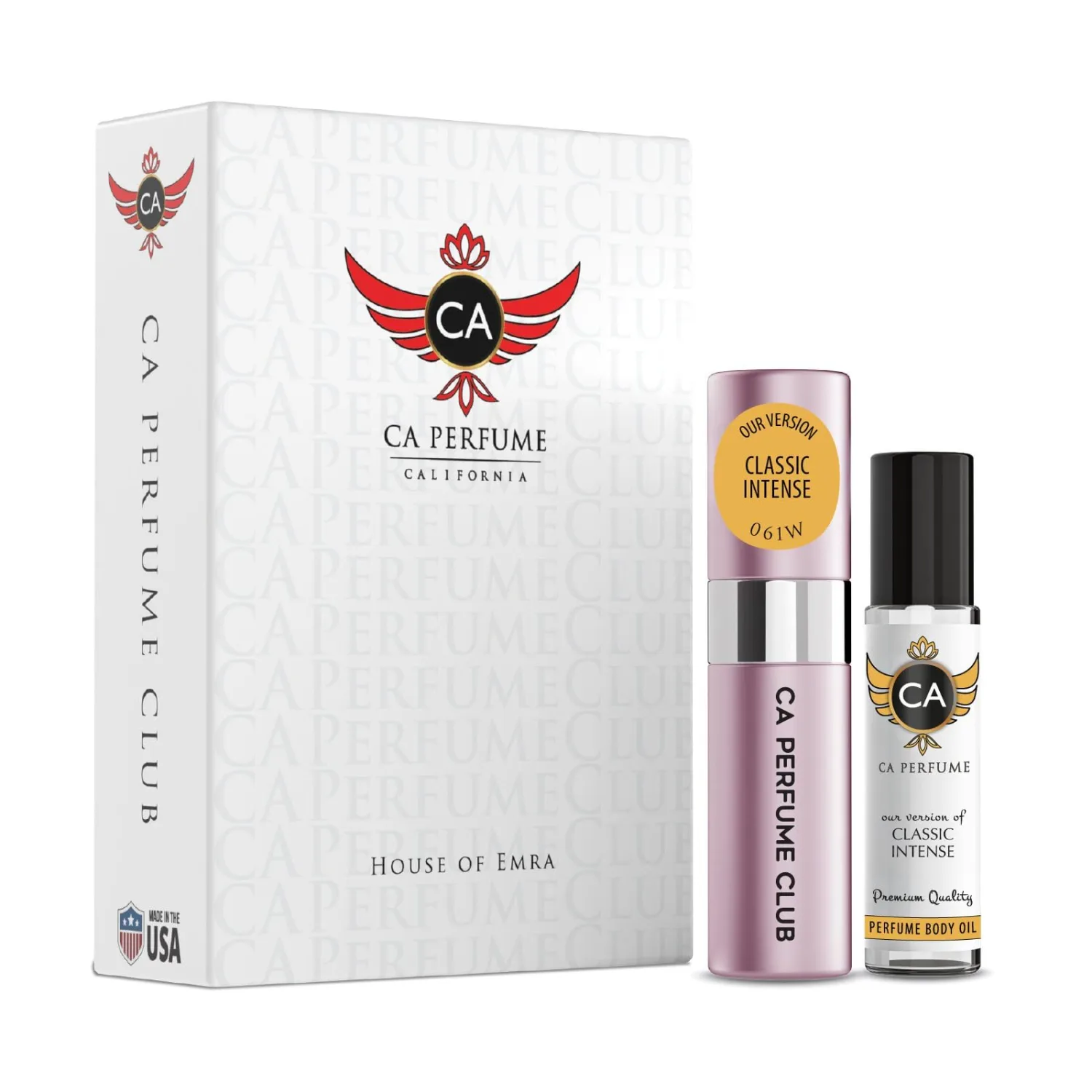 CA Perfume Duo Impression of Classic Intense For Women Perfume Layering Set Long Lasting Travel Size EDP + Body Oil Roll-On Bottle 0.27 Fl Oz+0.33 Fl Oz