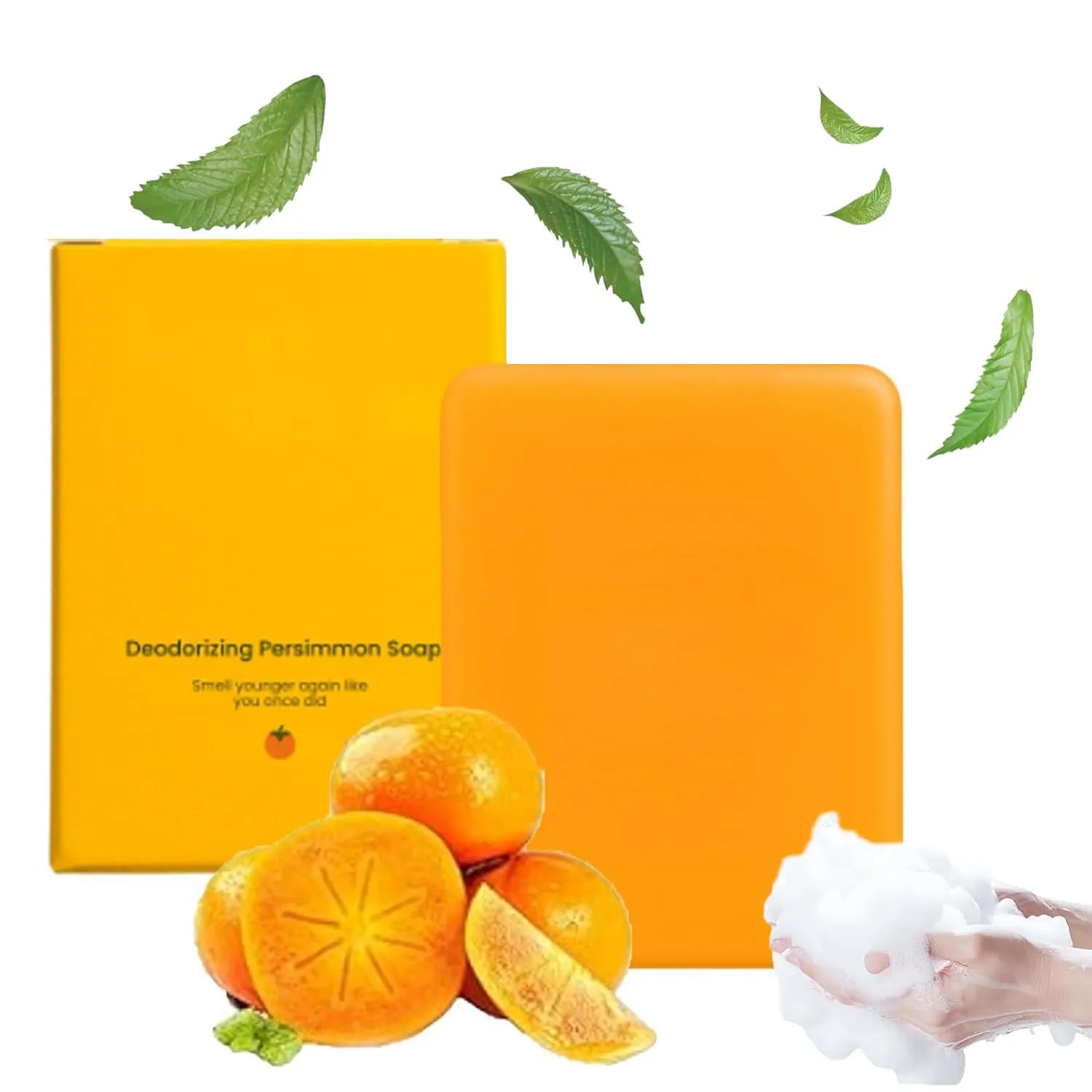 Deodorizing Persimmon Soap For Body Odor, Gentle Bar Soap For Face And Body, Natural Persimmon Extract Bar Soap For Men Ang Woman, Suitable For All Skin Soap Bar (100g)