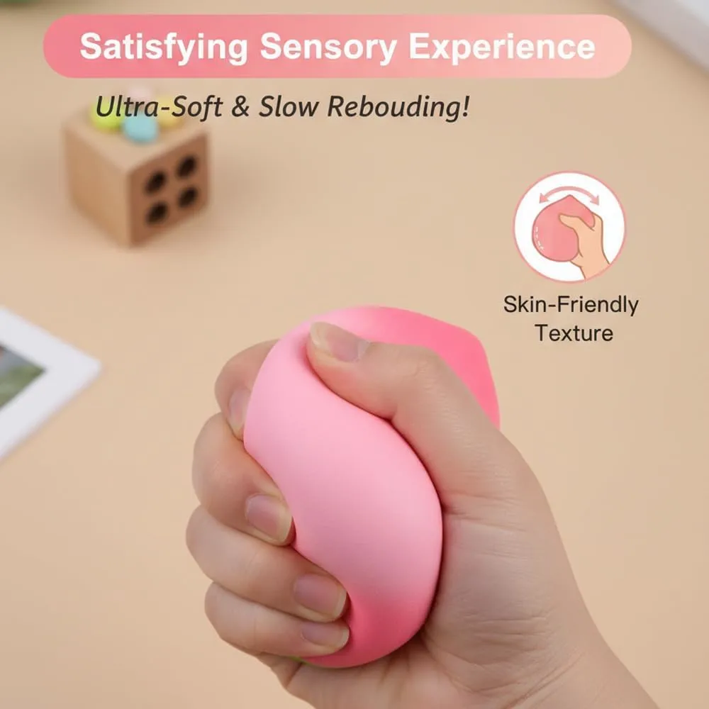 Peach Squishy, Dragon Fruit Squishy, Cucumber/Orange/Durian/Mango/Persimmon/Banana Fruit Squishy Toys Set, Soft Slow Rising Squeeze Stress Relief Fidget Toys (Peach A)