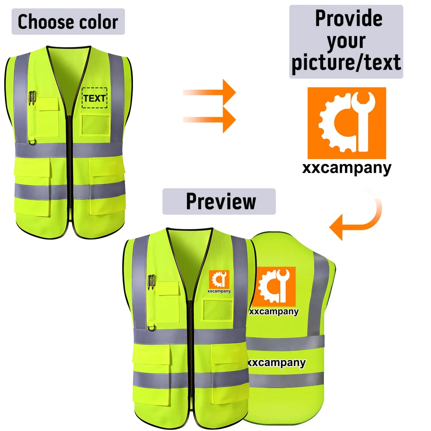 Custom Safety Vest for Men High Visibility Protective Workwear 5 Pockets Class 2 With Reflective Strip