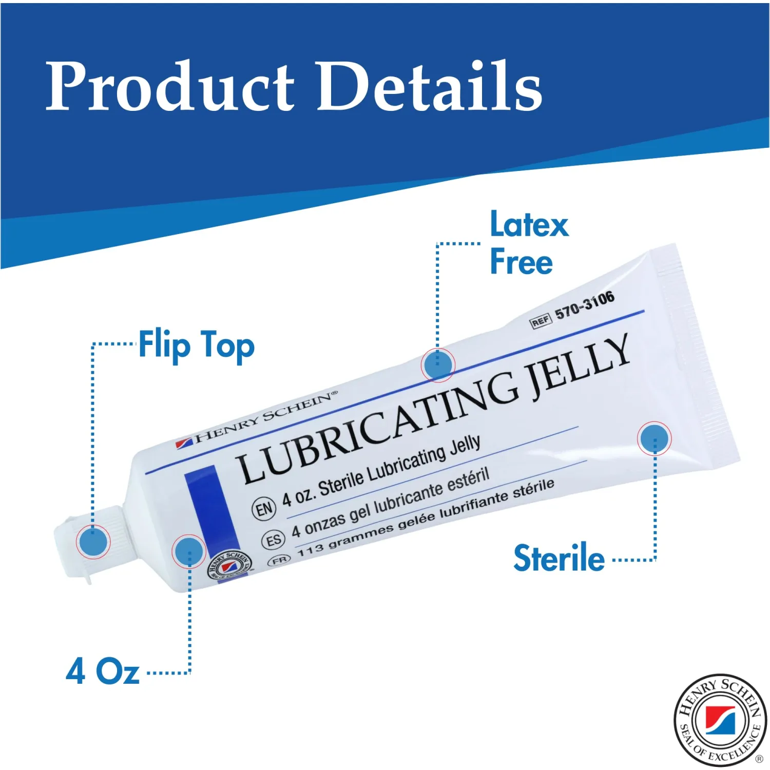 Henry Schein Sterile Lubricating Jelly – 4 oz Flip-Top Tube, Water-Soluble, Non-Greasy Formula for Medical and Personal Use, Convenient Single Tube for Easy Dispensing and Application