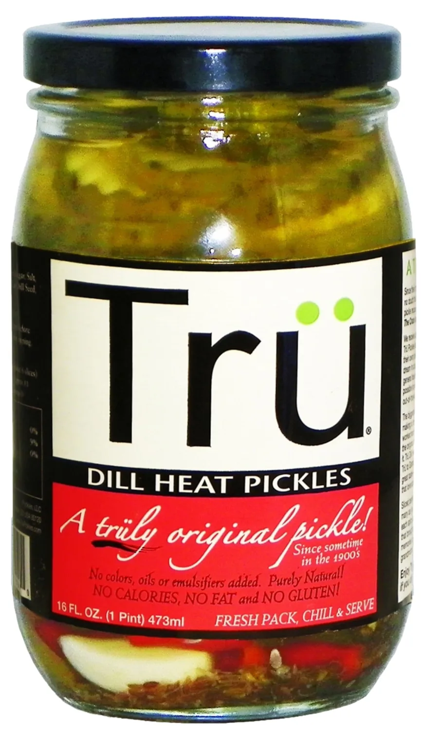 Tru Dill Heat Pickles – Pure Natural Pickles with Perfect Balance of Seasonings - No Colors, Oil, Emulsifiers | Kosher & Gluten Free | Classic Original Flavor Since 1900s | 16 Fl Oz (Pack of 1)