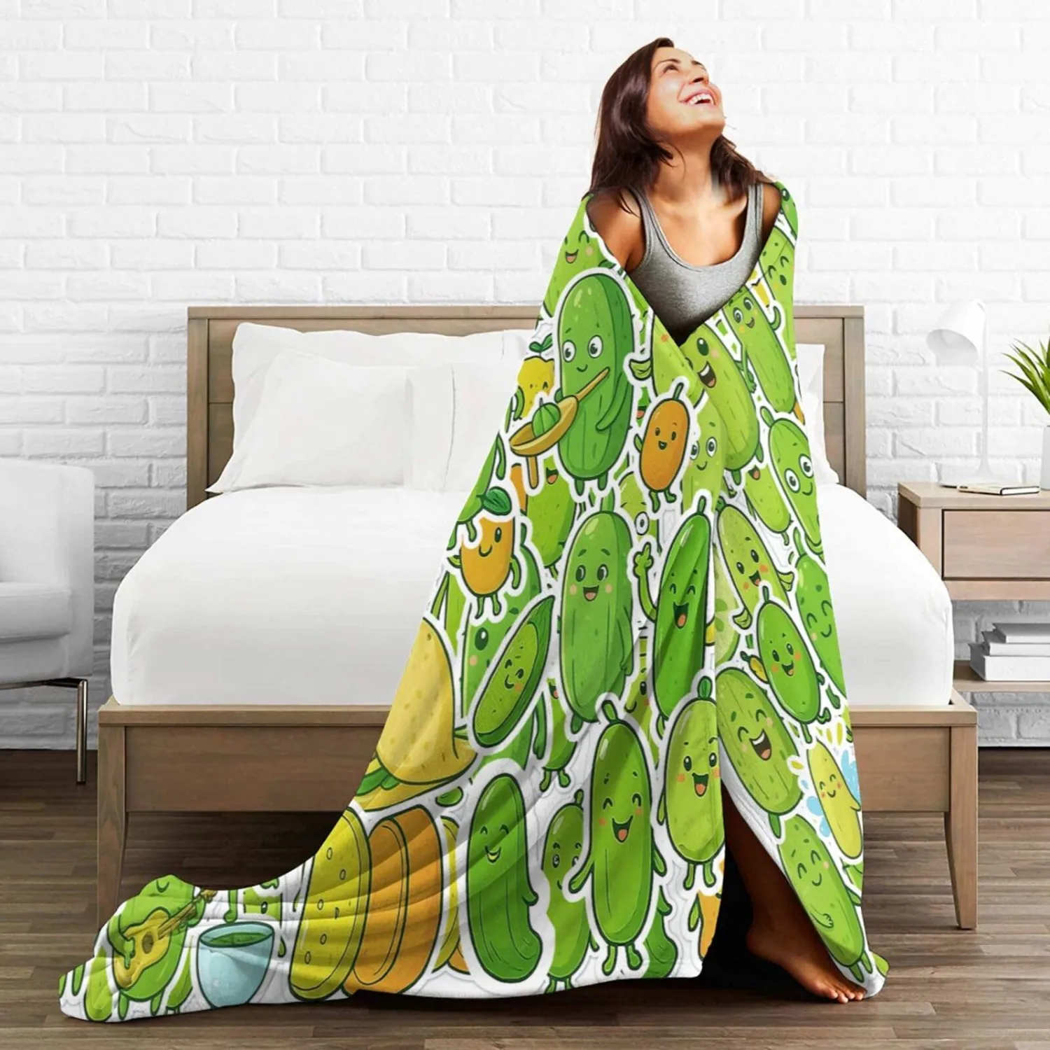 Pickle Blanket Cute Cucumber Throw Blanket Soft Warm Cozy Fleece Fuzzy Plush Pickles Flannel Blankets Gifts for Boys Girls Women Kids Adults 40"X50"