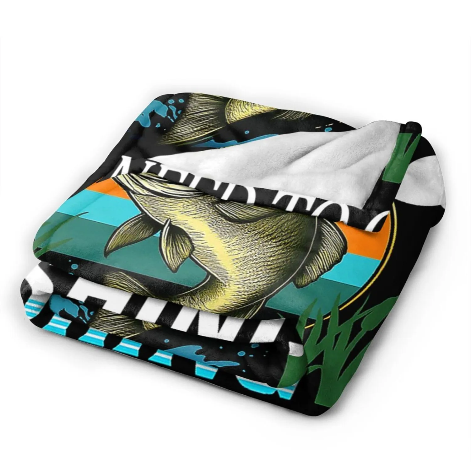 Fishing Blanket Sea Bass Throw Blanket Soft Warm Cozy Fleece Fuzzy Plush Ocean Fish Flannel Blankets Gifts for Fisherman Men Boys Kids Women 40"X50"