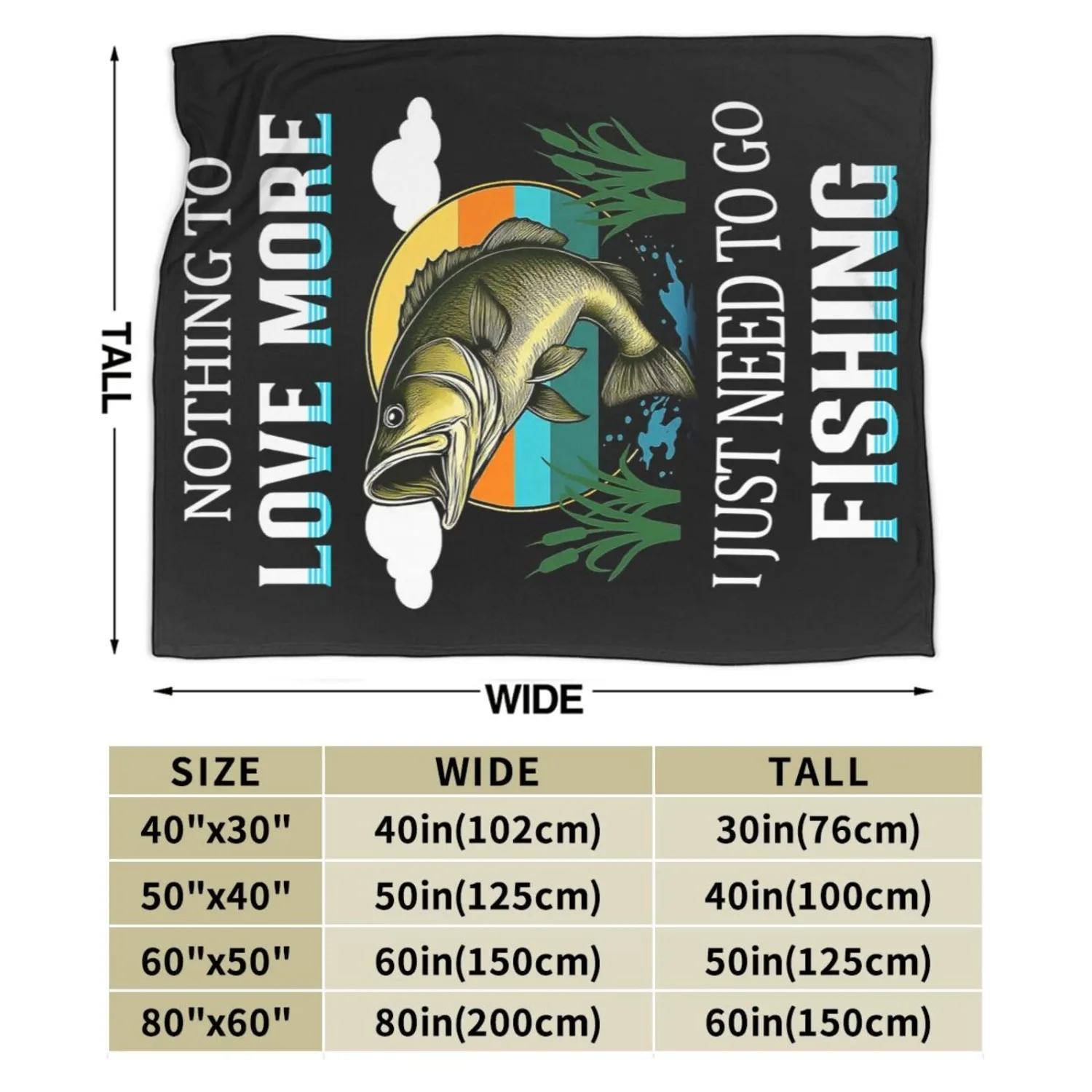 Fishing Blanket Sea Bass Throw Blanket Soft Warm Cozy Fleece Fuzzy Plush Ocean Fish Flannel Blankets Gifts for Fisherman Men Boys Kids Women 40"X50"