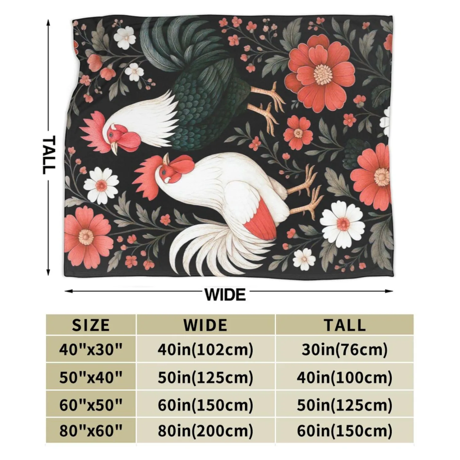 Chicken Blanket Chickens Throw Blanket Soft Warm Cozy Fleece Fuzzy Plush Flannel Blankets Gifts for Women Girls Boys Kids Adults 40"X50"