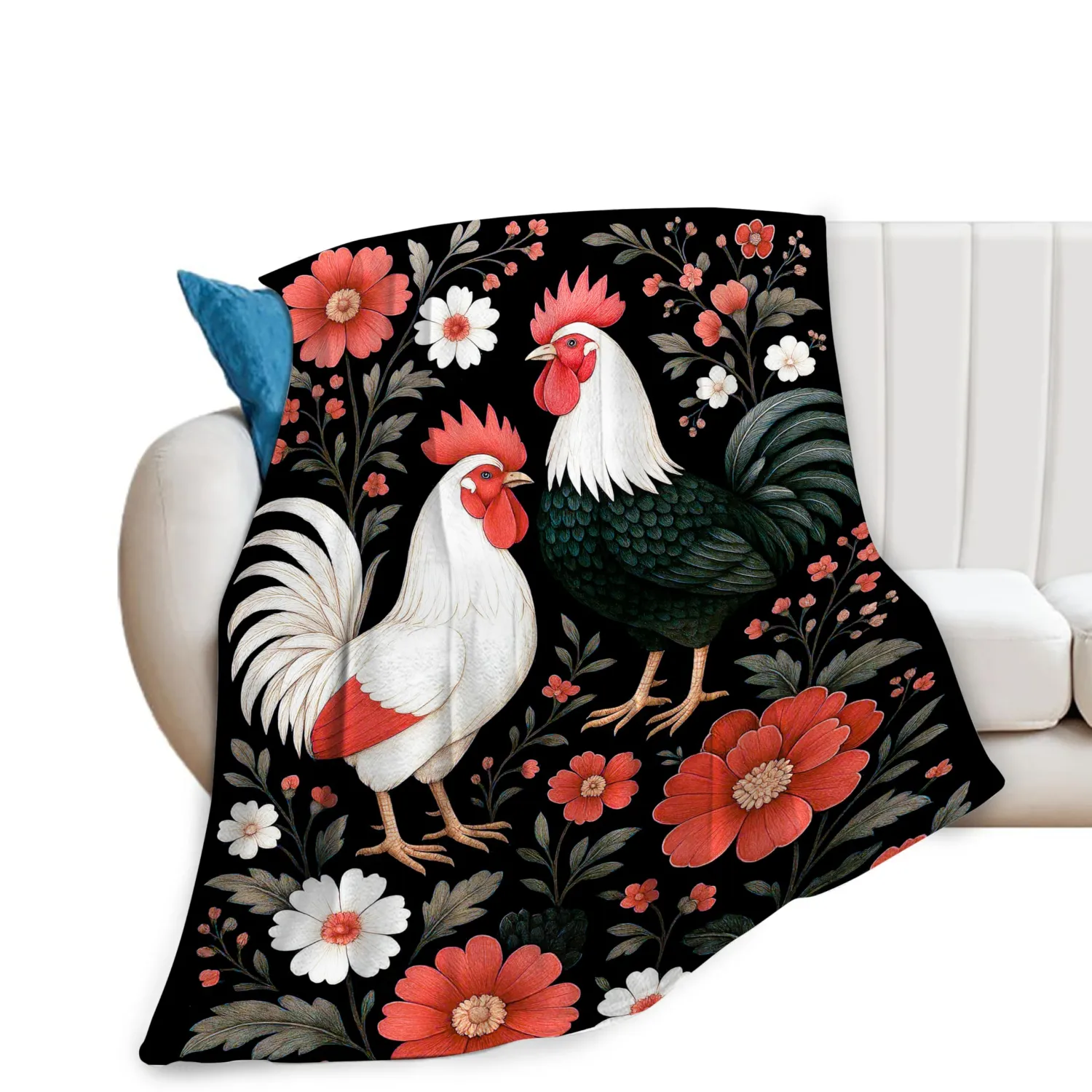 Chicken Blanket Chickens Throw Blanket Soft Warm Cozy Fleece Fuzzy Plush Flannel Blankets Gifts for Women Girls Boys Kids Adults 40"X50"