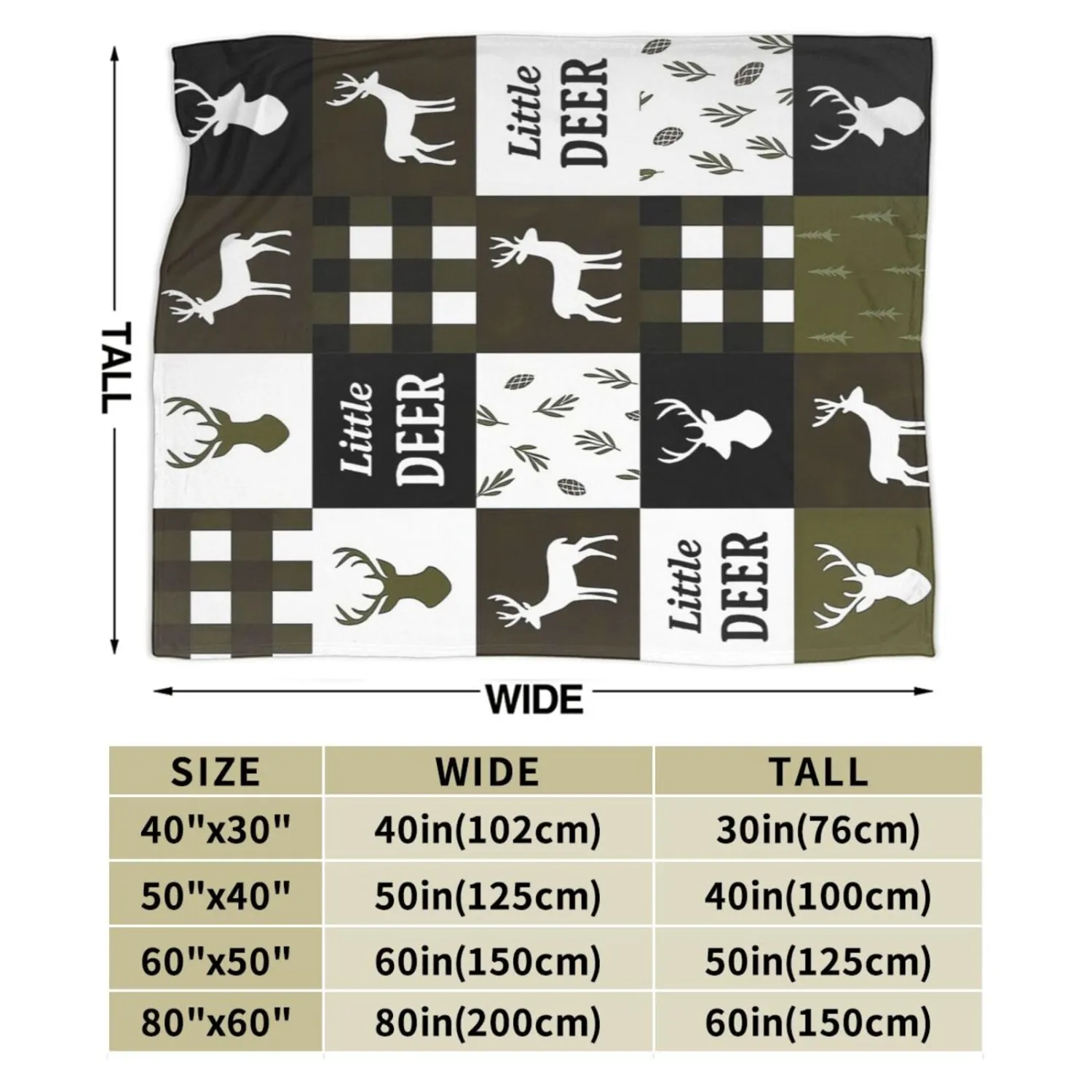Deer Blanket Cute Deer Throw Blanket Soft Warm Cozy Fleece Fuzzy Plush Hunter Animal Flannel Blankets Gifts for Boys Girls Women Kids Adults 40"X50"