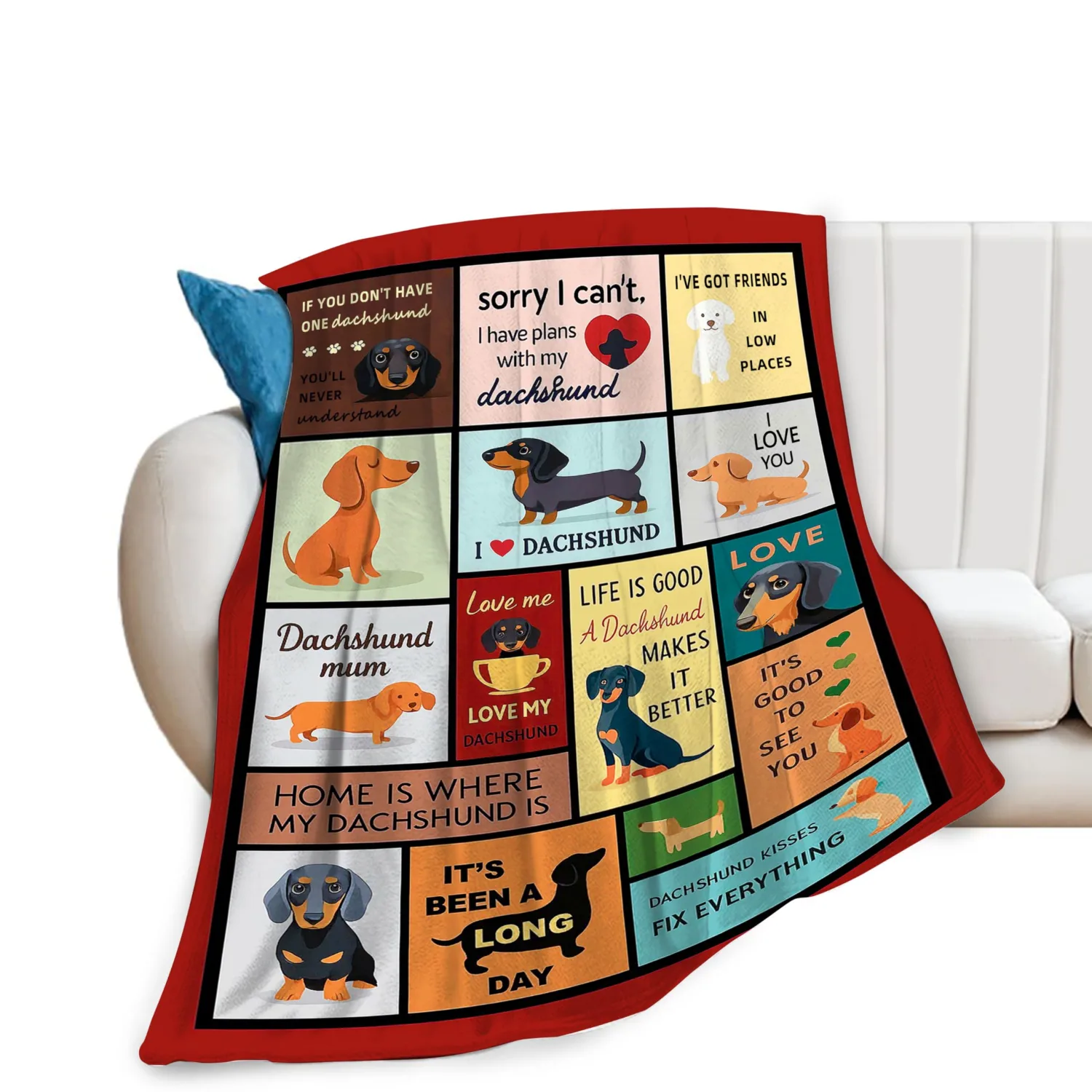 Dachshund Blanket Weiner Dog Throw Blanket Soft Warm Cozy Fleece Fuzzy Plush Weiner Dog Flannel Blankets Gifts for Pet Lovers Girls Women Boys Kids Adults 40"X50"