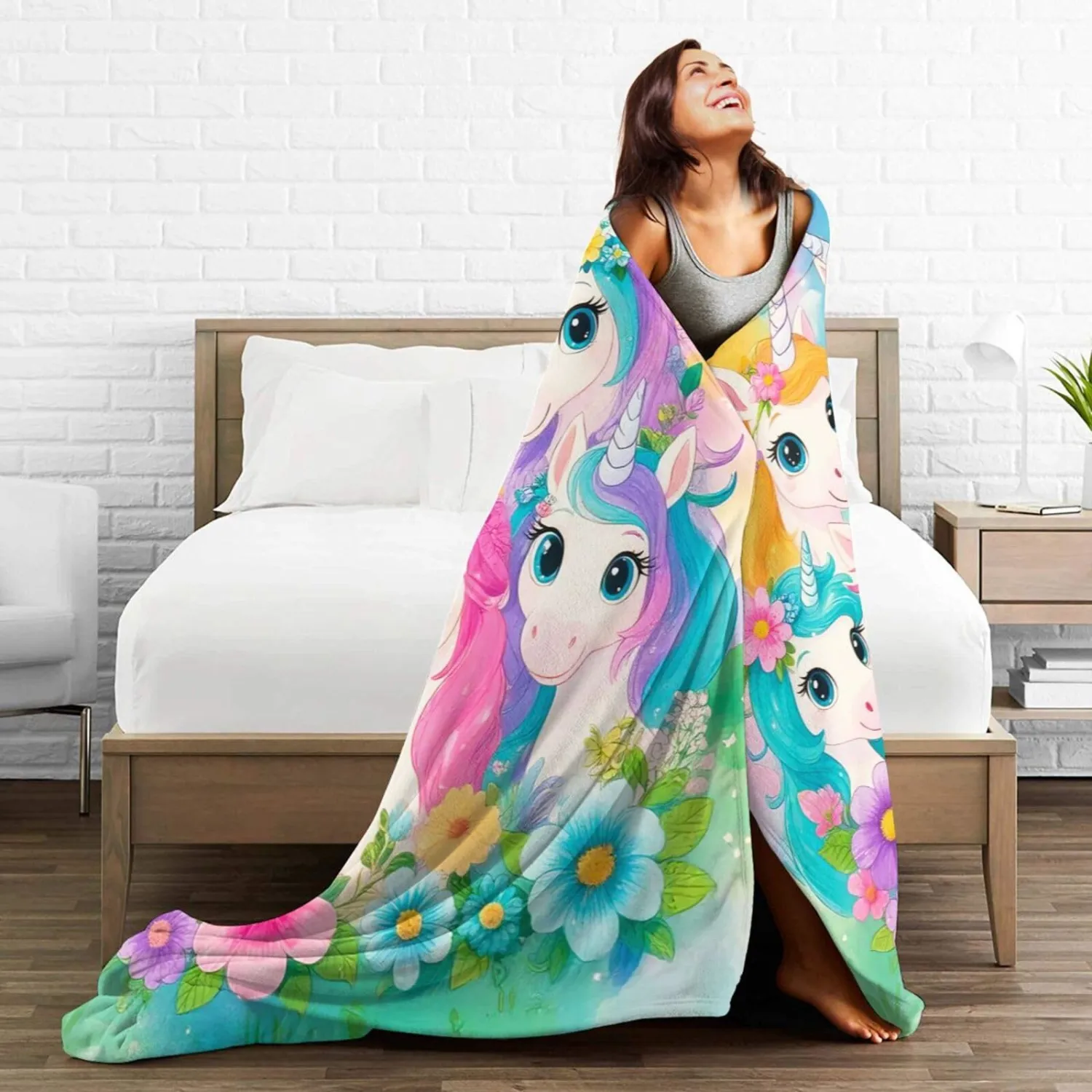 Unicorn Blanket Cute Unicorns Throw Blanket Soft Warm Cozy Fleece Fuzzy Plush Colorful Flannel Blankets Gifts for Girls Women Boys Kids Adults 40"X50"