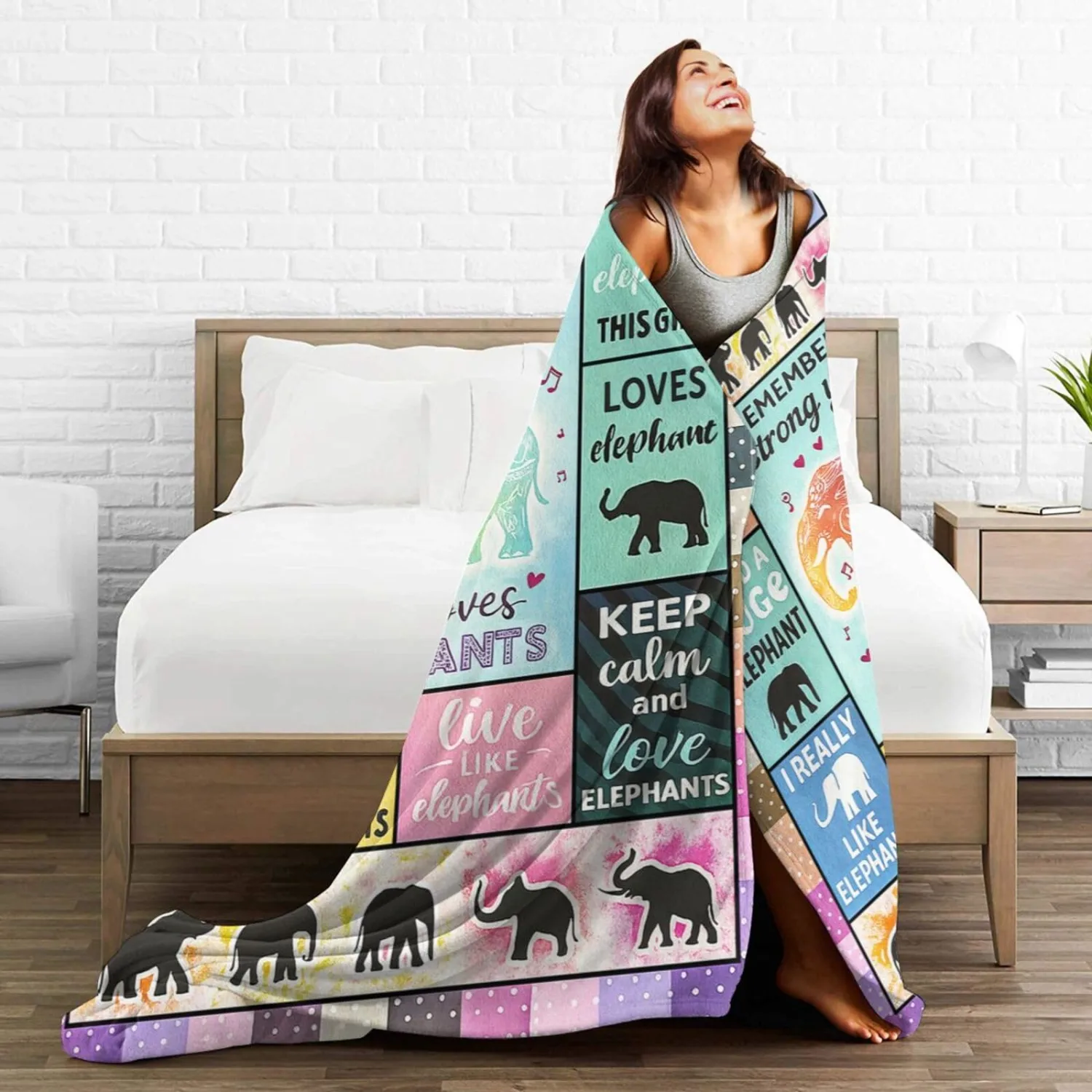 Elephant Blanket Elephants Gifts for Girls Women Throw Blanket Soft Warm Cozy Fleece Fuzzy Plush Wildlife Flannel Blankets for Boys Kids Adults 40"X50"