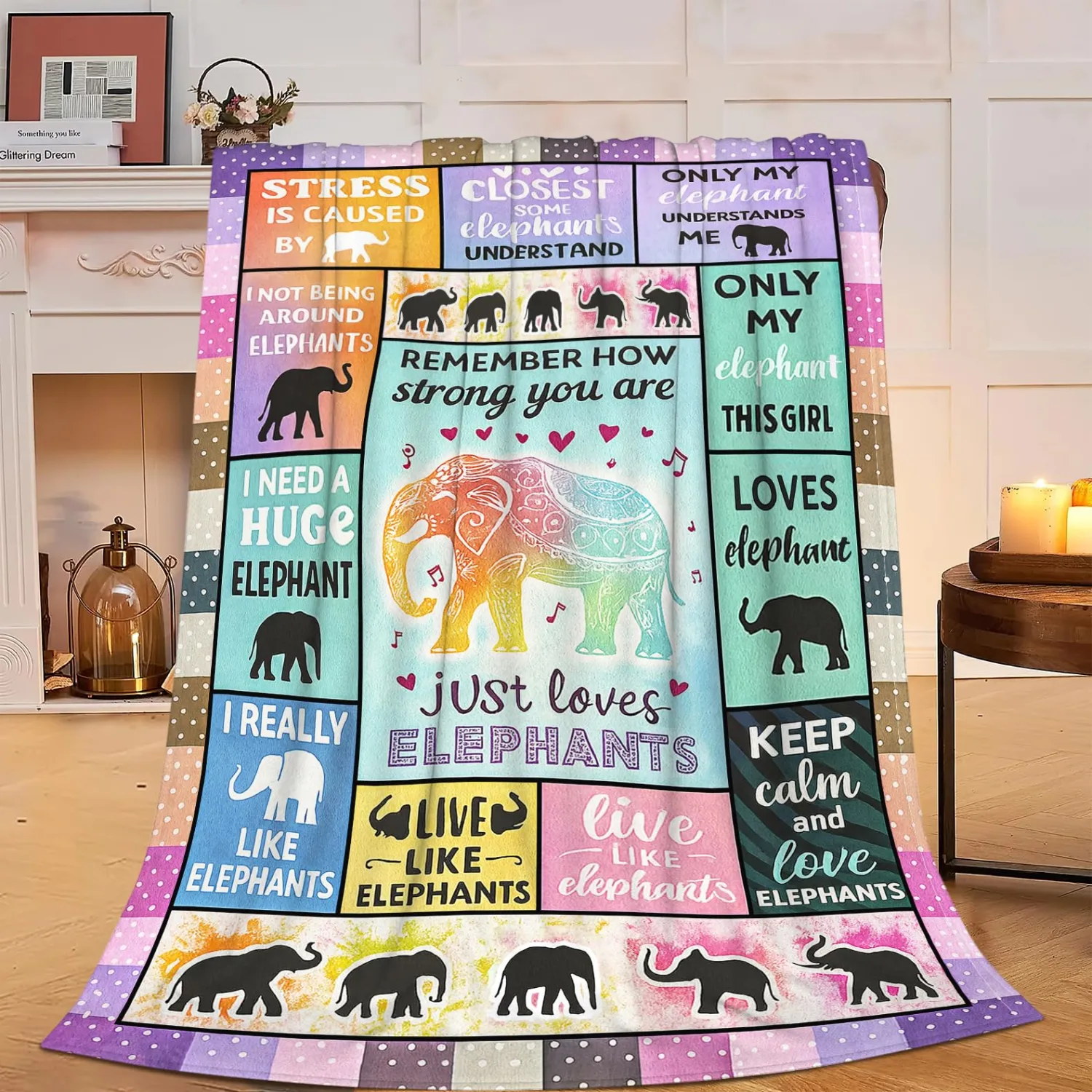 Elephant Blanket Elephants Gifts for Girls Women Throw Blanket Soft Warm Cozy Fleece Fuzzy Plush Wildlife Flannel Blankets for Boys Kids Adults 40"X50"