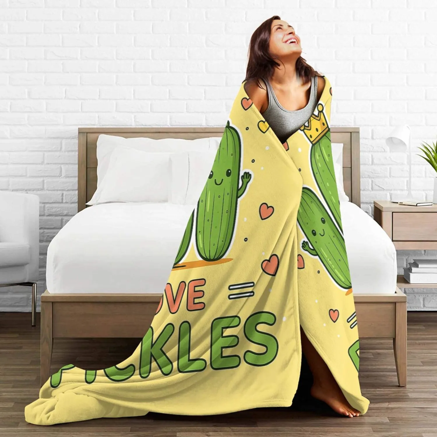 Pickle Blanket Cute Cucumber Throw Blanket Soft Warm Cozy Fleece Fuzzy Plush Pickles Flannel Blankets Gifts for Boys Girls Women Kids Adults 40"X50"