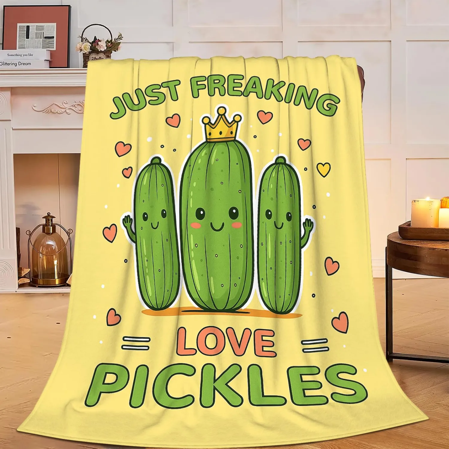 Pickle Blanket Cute Cucumber Throw Blanket Soft Warm Cozy Fleece Fuzzy Plush Pickles Flannel Blankets Gifts for Boys Girls Women Kids Adults 40"X50"