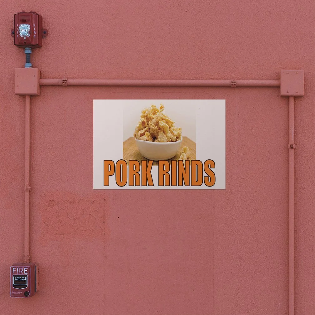Decal Stickers Multiple Sizes Pork Rinds A Outdoor Advertising Printing Industrial Vinyl Safety Sign Label Restaurant & Food 12x8Inches