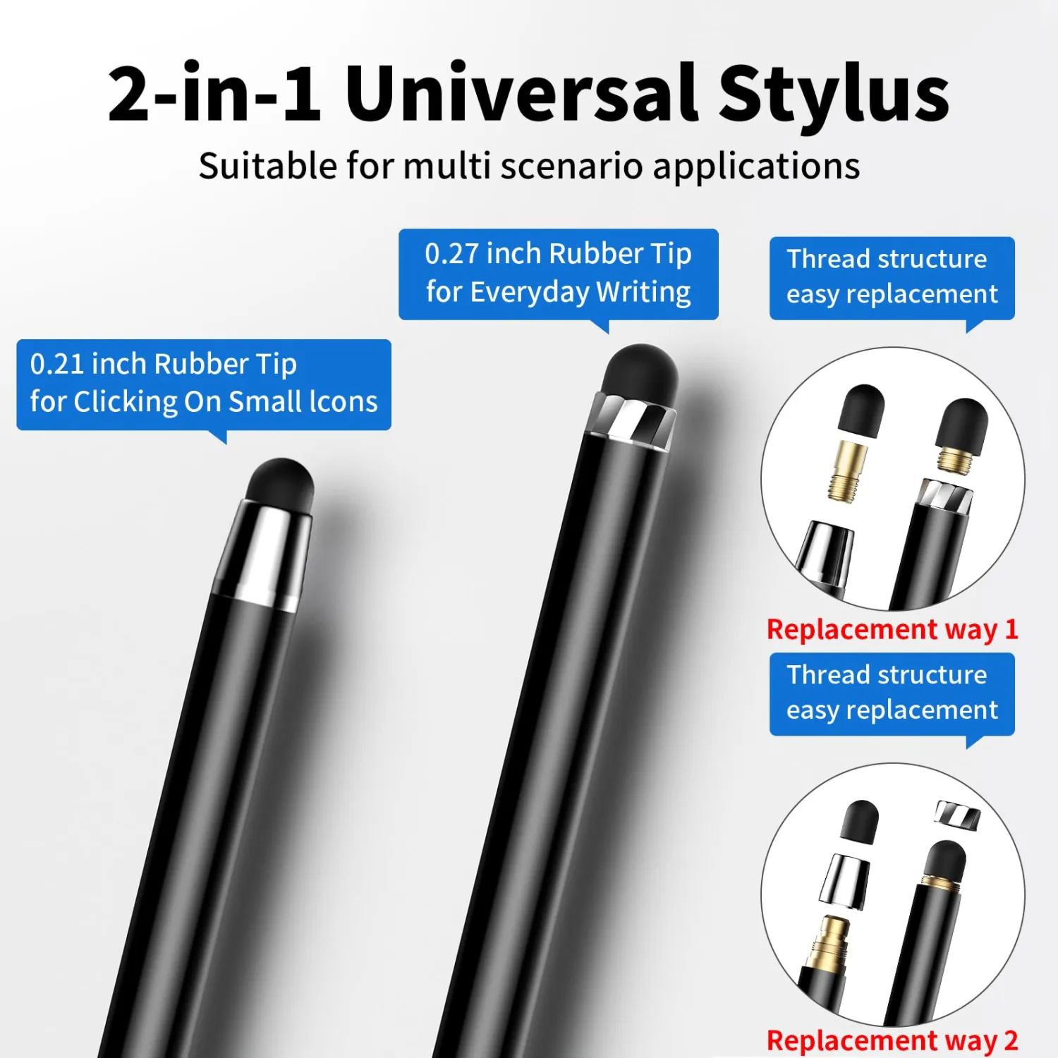 Stylus Pen for Touchscreen,5 PCS Stylus,Stylus 2-in-1 High Sensitivity Precision Suitable for Touch Screens of iPhone/ipad/Android Tablet(Black)
