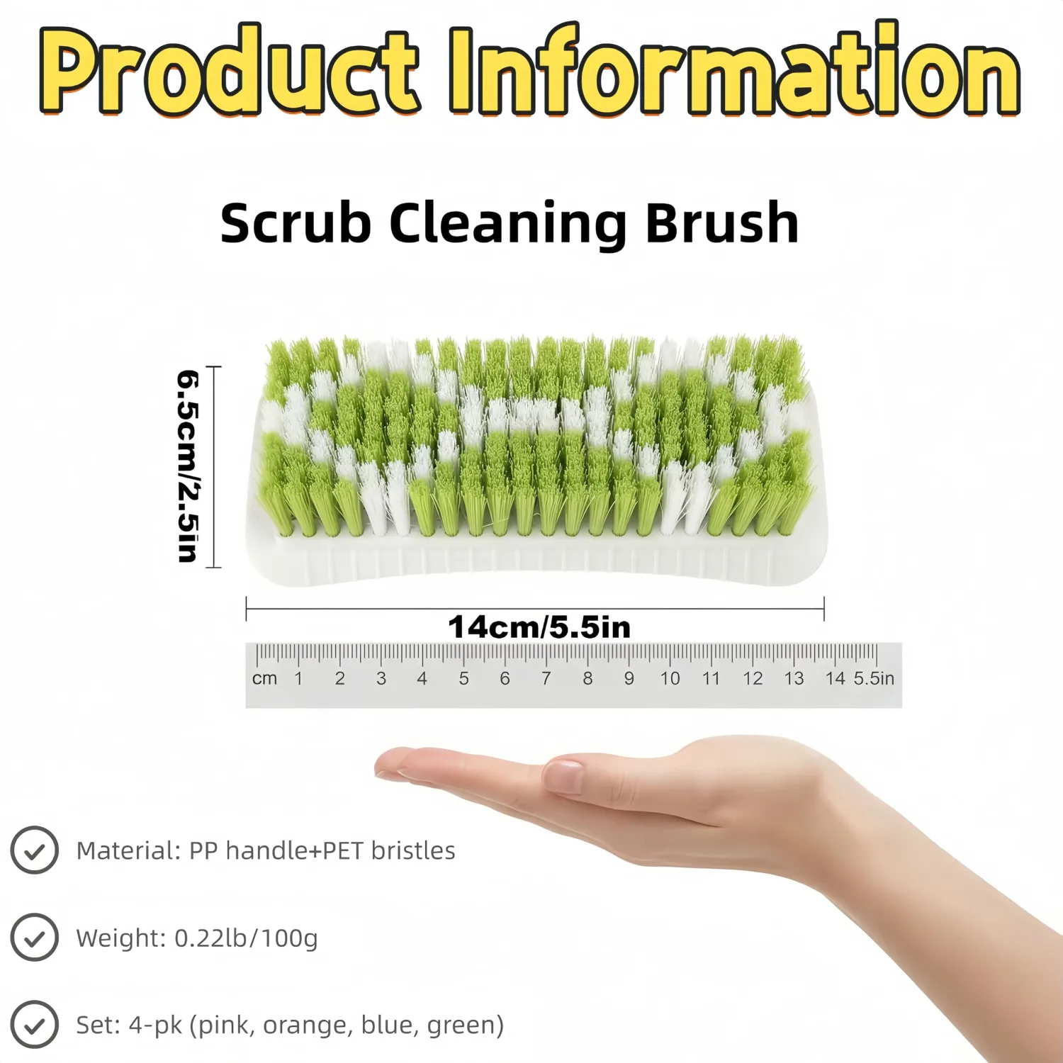 4 Pack Scrub Brush for Cleaning Scrubbing Brush with Stiff Bristle Multi-Purpose Heavy Duty Scrub Brushes,Deep Cleaning Brushes for Bathroom, Floor, Shower, Carpet, Bathtub, Sink Outdoor, Multi-Color