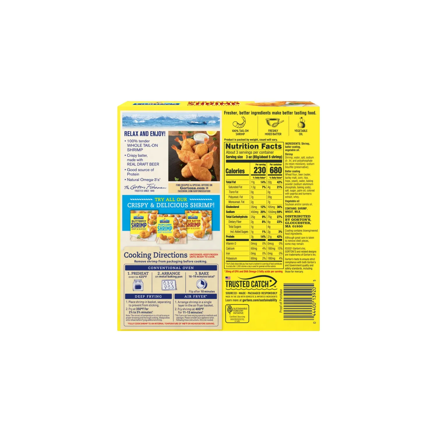 Gorton's, Crispy Pub-Style Beer Batter Shrimp, 9 oz (Frozen)
