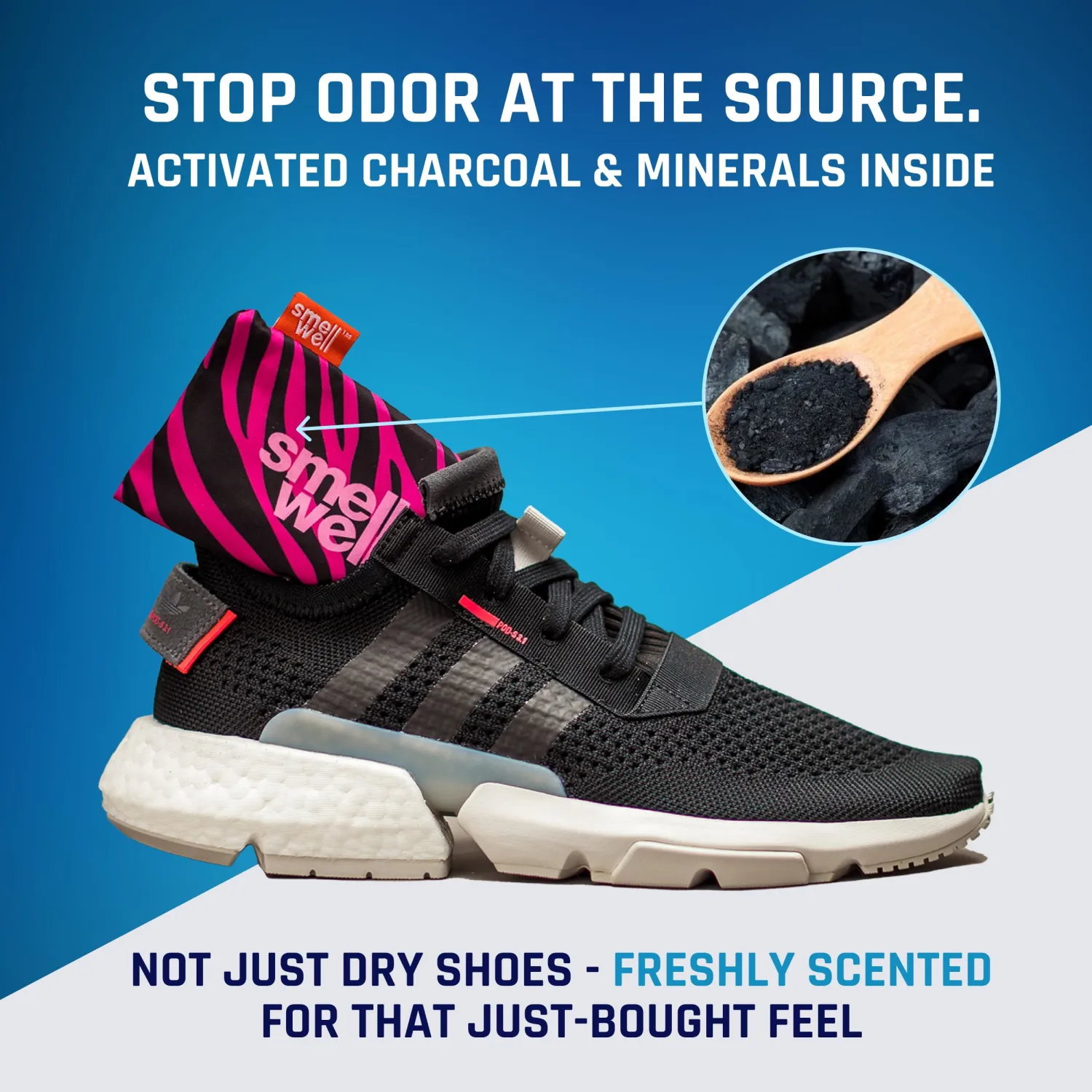SmellWell - Scented Shoe Deodorizer Inserts - Odor Eliminators - Activated Bamboo Charcoal + Minerals - Natural Fresheners for shoes, bags, gloves - 2 x 1.8oz Original Size Hawaii Floral