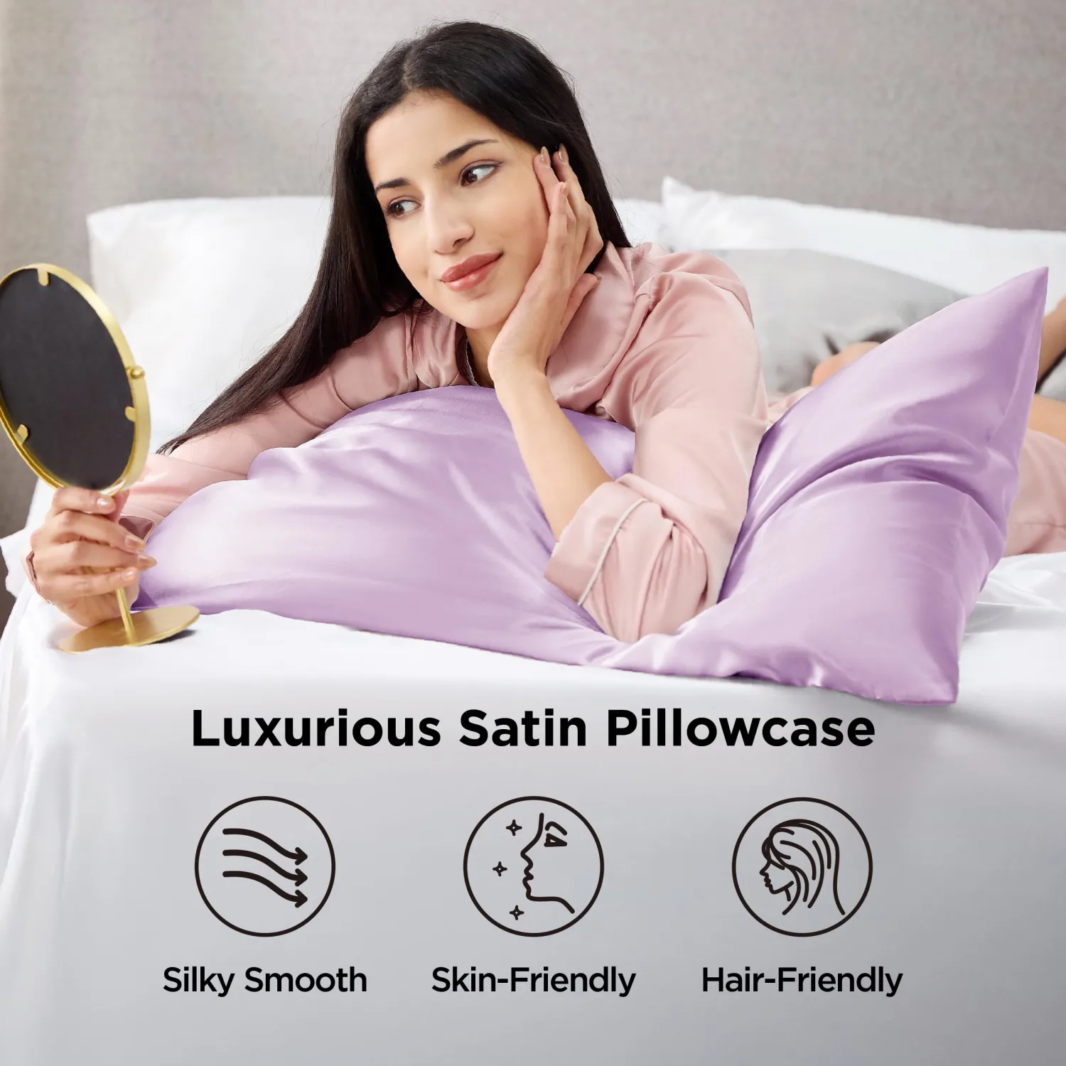 Bedsure Satin Pillowcase 2 Pack Similar to Silk Pillow Cases Standard Size, Pillow Case for Sleeping Women with Envelope Closure, Gifts for Women Men, Navy, 20x26 Inches, 2pcs