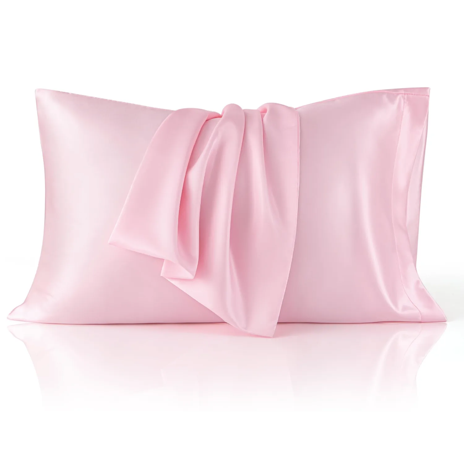 Bedsure Satin Pillowcase 2 Pack Similar to Silk Pillow Cases Standard Size, Pink Pillow Case Covers with Envelope Closure, Home Decor Valentine Gifts for Women Girls,20x26 Inches, 2pcs