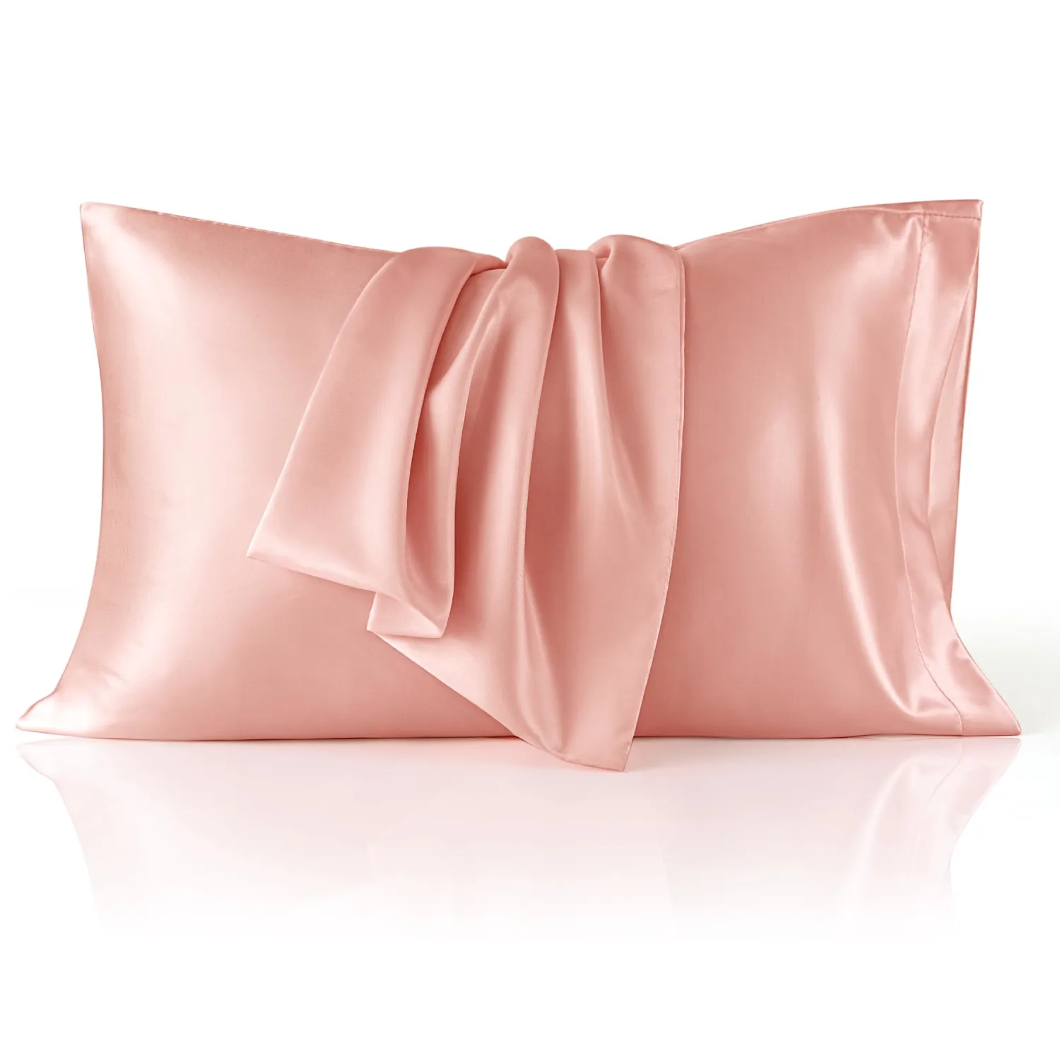Bedsure Satin Pillowcases, Similar to Silk Pillow Cases Queen Size Set of 2, Pillow Case for Sleeping Women with Envelope Closure, Gifts for Women Men, Peach Pink, 20x30 Inches, 2pcs