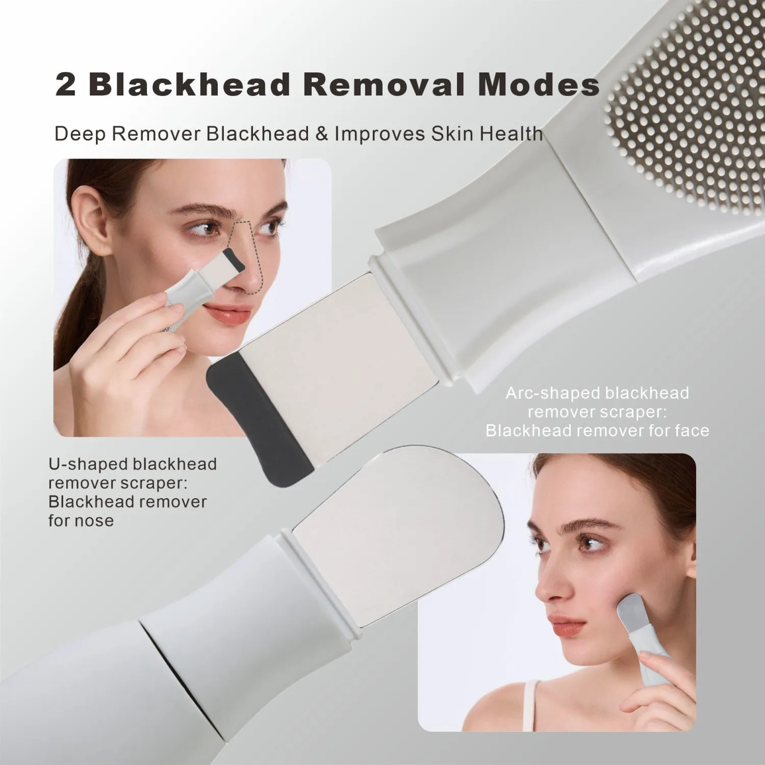 Multifunctional Face Washing Brushes,2 in 1 Pore Cleaning Brush & Blackhead Scraper,Pimple Extractor for Women Men,Face Scraper Skin Spatula,Pore Scrubber for Deep Cleansing.(Gray)