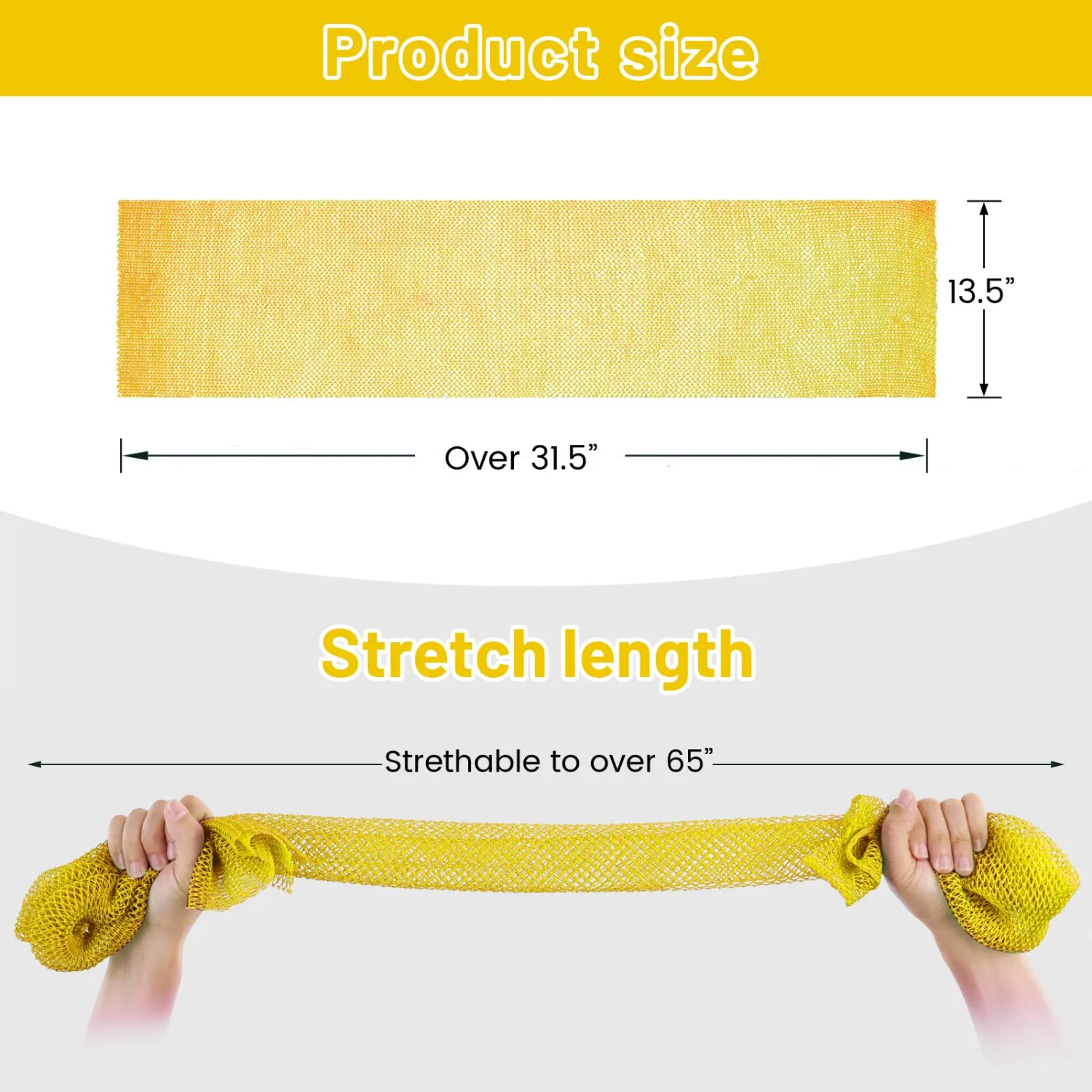 African Net Sponge, Authentic Exfoliating Body Scrubber for Bath and Shower, Multiple Textures with Gentle Deep Exfoliating and Rich Lather for All Skins (Yellow)
