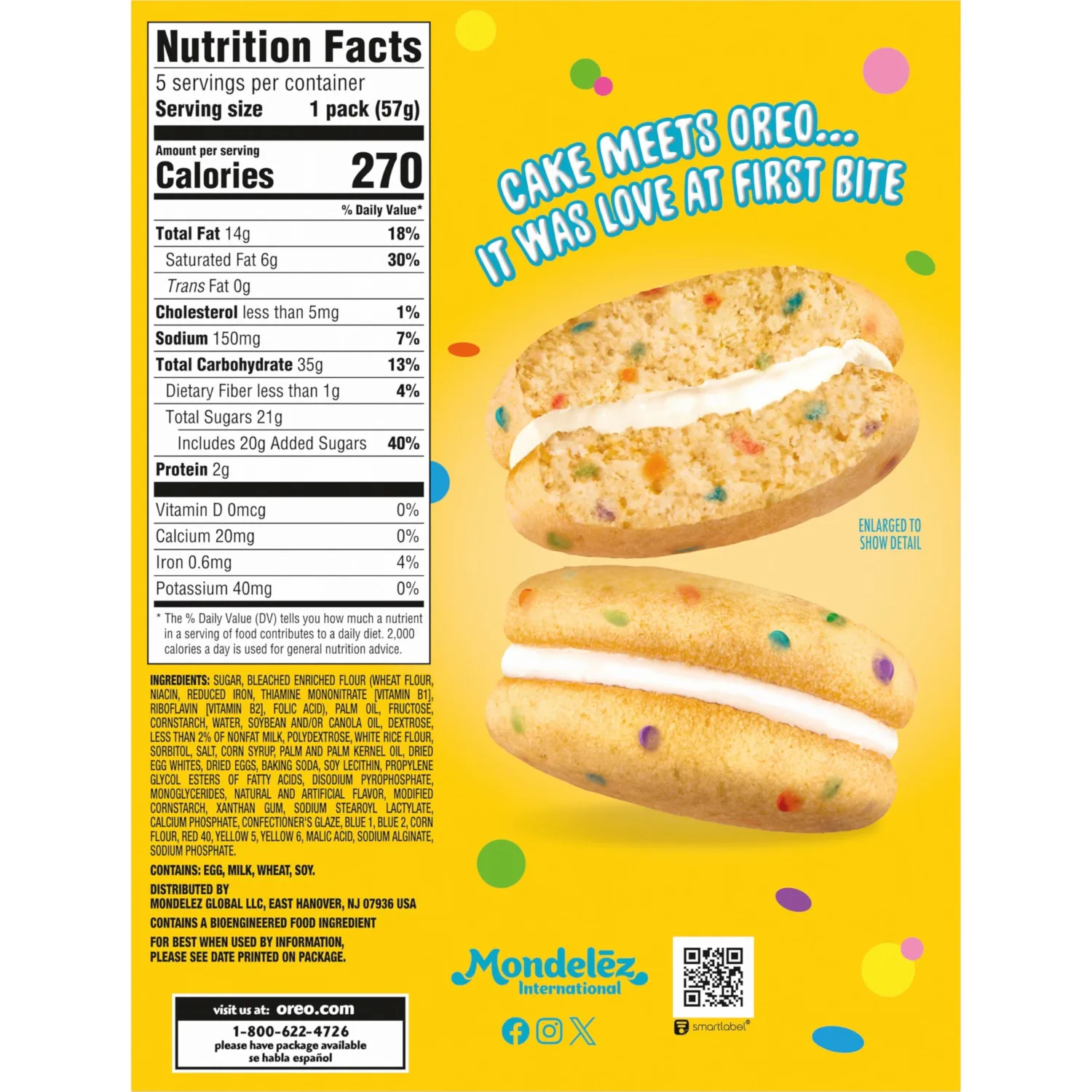 OREO Cakesters Confetti Cake Soft Snack Cakes, 5-2.02 oz Snack Packs
