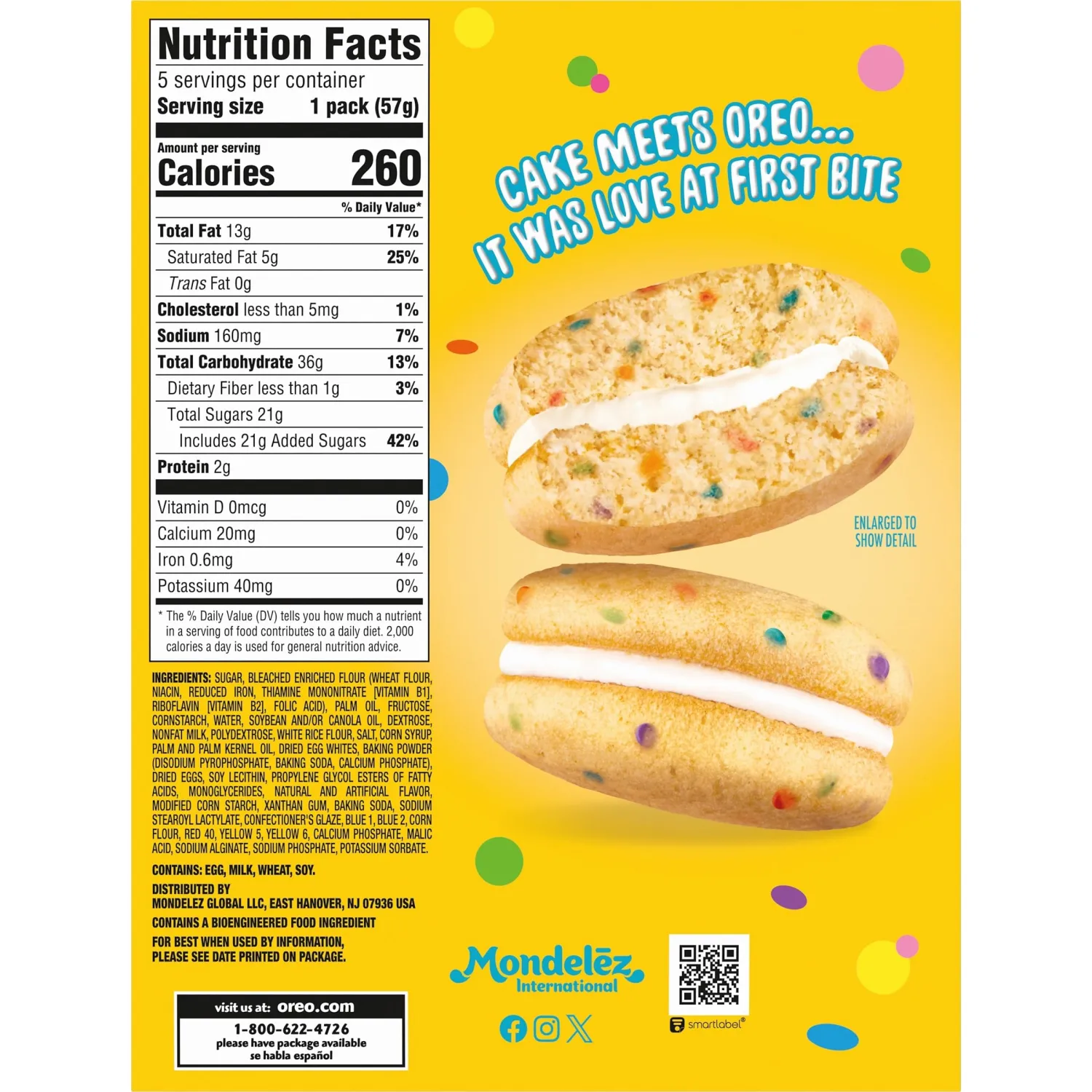 OREO Cakesters Confetti Cake Soft Snack Cakes, 5-2.02 oz Snack Packs (Pack of 2)