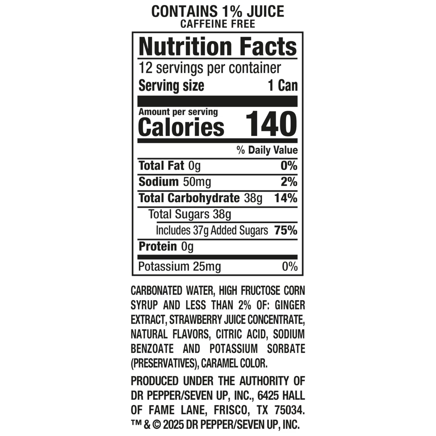 Canada Dry Fruit Splash Strawberry Ginger Ale Soda, 12 fl oz cans, 12 pack