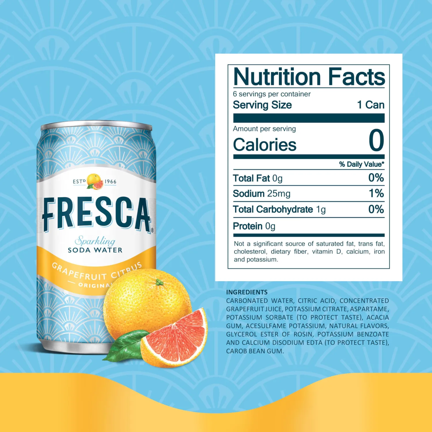 Fresca Citrus Soda Soft Drink Fridge Pack, 7.5 fl oz Mini Cans, 10 Pack