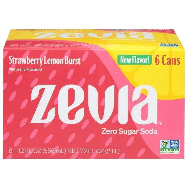 ZEVIA Strawberry Lemon Burst Soda 6pk, 12 FZ