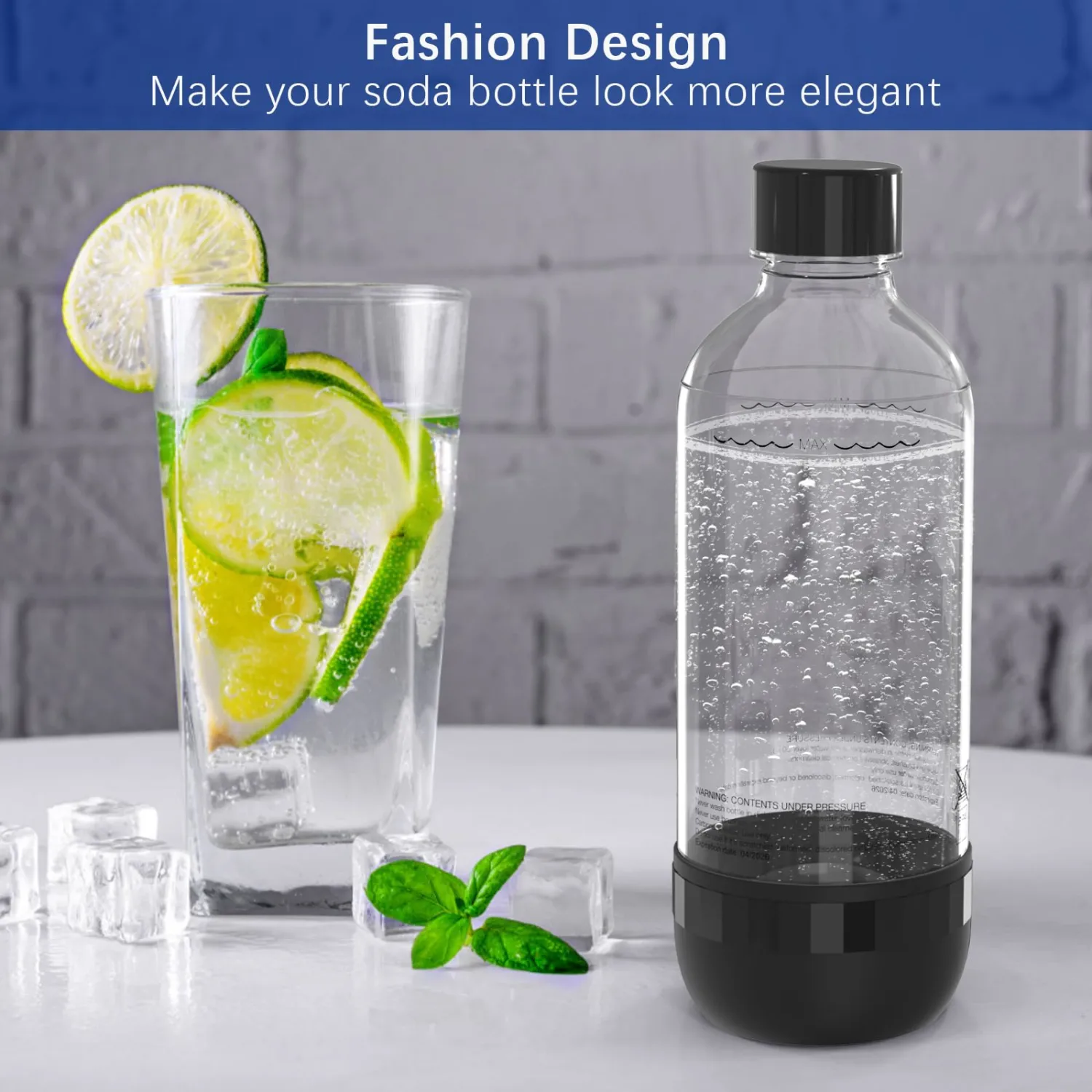 Mycket Soda Water Bottle Caps, 2 Packs Soda Carbonating Bottles Caps Compatible with Most Soda Machine Bottle（Black）