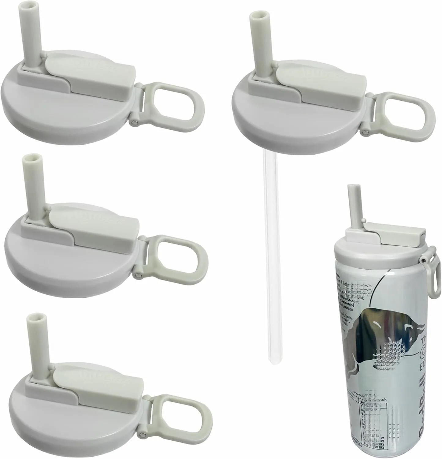 Soda Can Lids with Straws, 4 Pack BPA-Free Reusable Pop Can Lids – Energy Drink Color Inspired, Fits Standard 12oz/16oz Cans (RB-7)