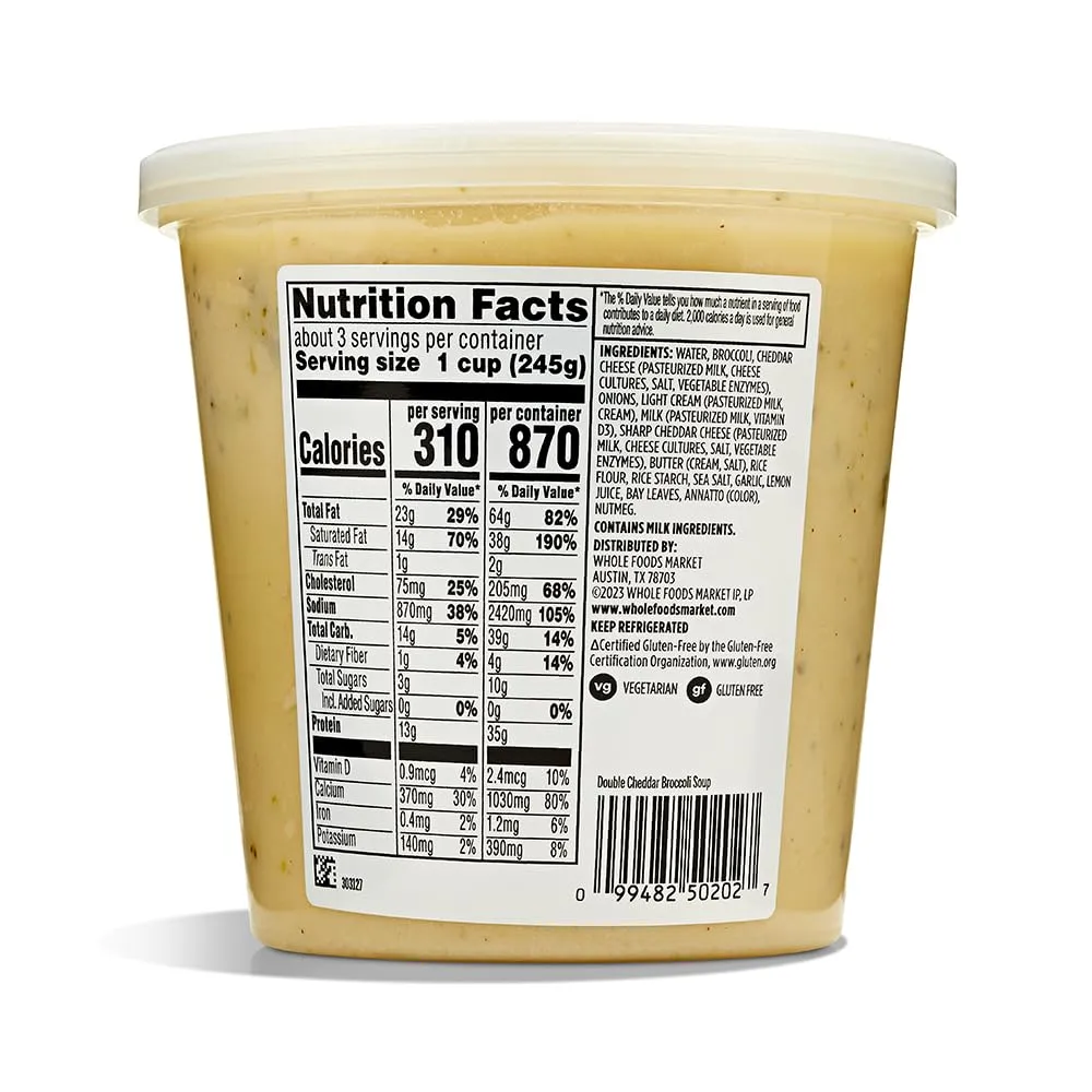 Whole Foods Market Kitchens Double Cheddar Broccoli Soup, 24 OZ