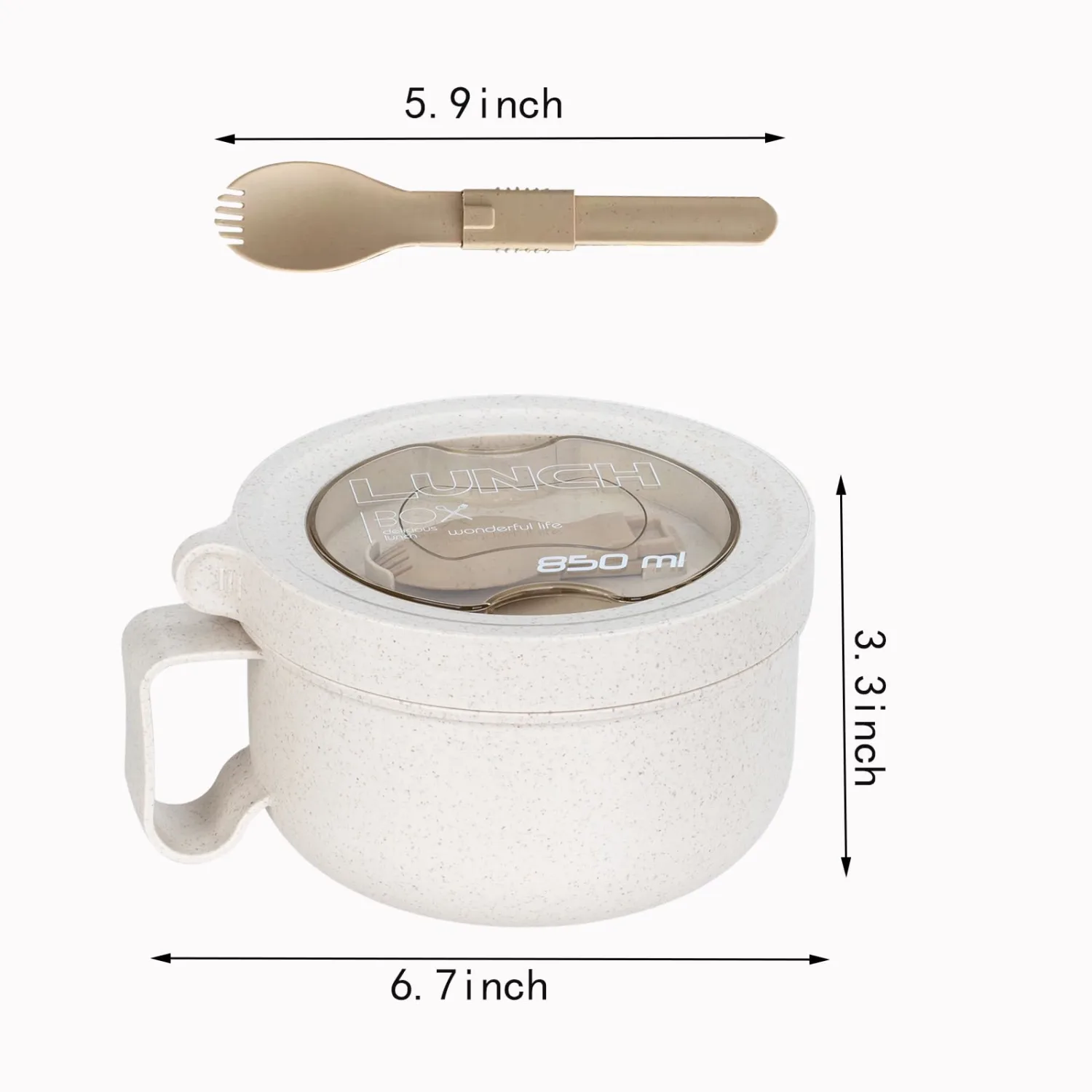 OZY Microwave Bowl Set with Lids and Handles,Ramen Noodles Cup Mug for Instant Noodles,Oatmeal,Salad,Soup,Cereal,Ideal for Home,Office, Dorm (1Beige)