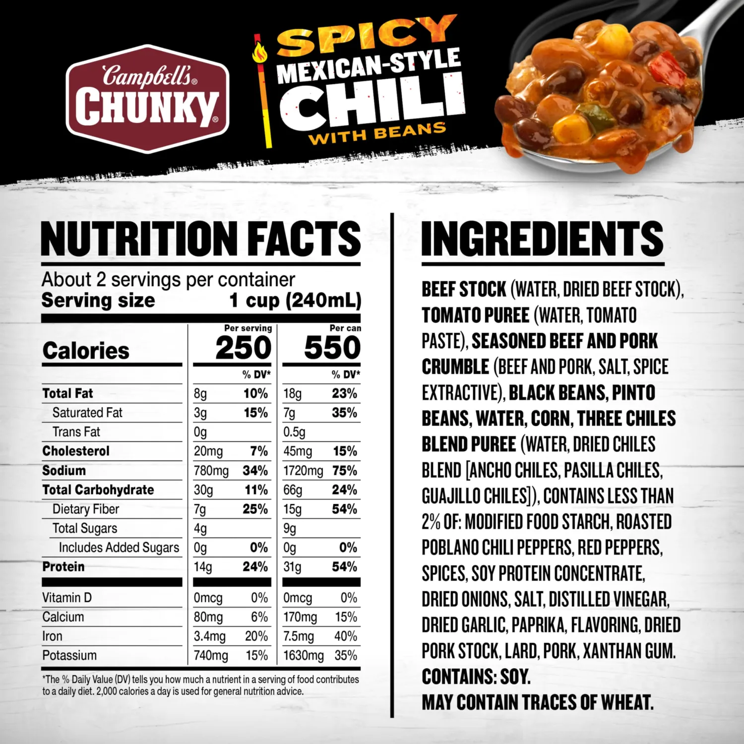 Campbell’s Chunky Spicy Mexican-Style Chili With Beans, 19 oz Can (Pack of 4)