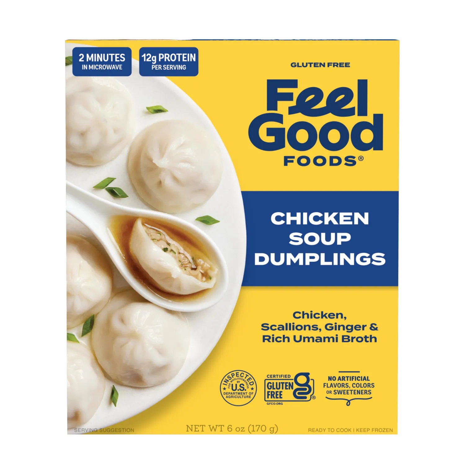 Feel Good Foods Chicken Soup Dumplings Frozen - Gluten Free Appetizers, 6 Ounce