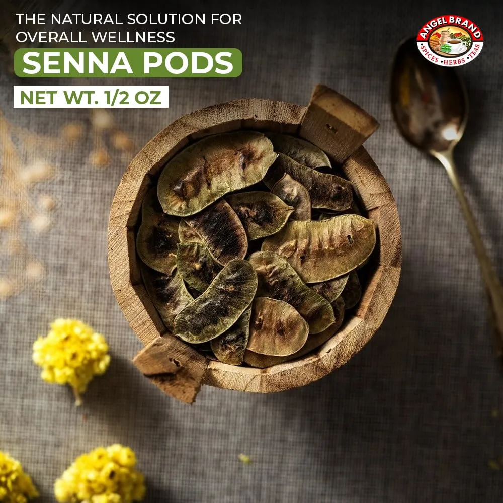 Angel Brand Senna Pods - 0.5 Pouch, Pack of 3 - Senna Pods for Tea and Traditionals Uses.