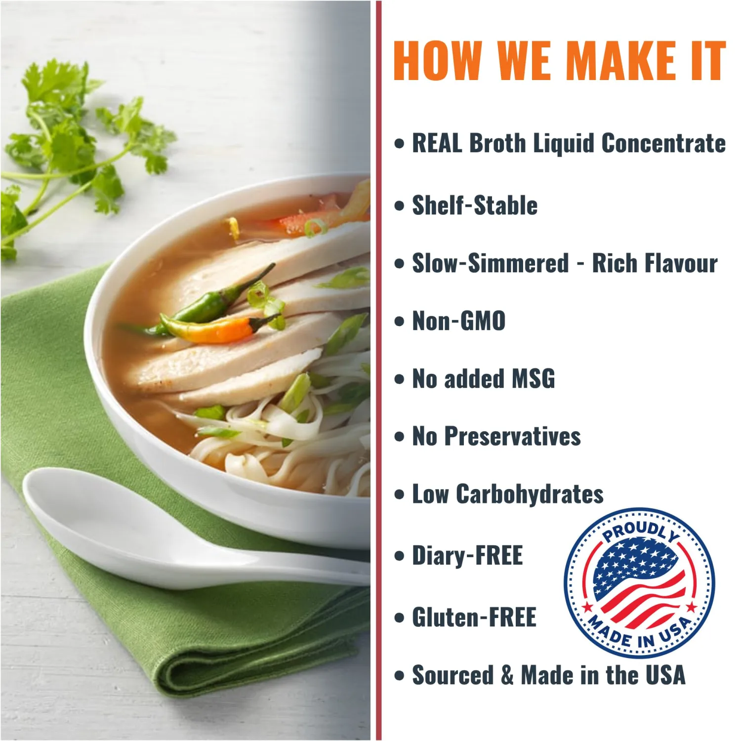 SAVORY CHOICE PHO Chicken Broth Concentrate, 1 Box of 4 Packets (15g) - Gluten-Free, Diary-Free PHO Broth Concentrate