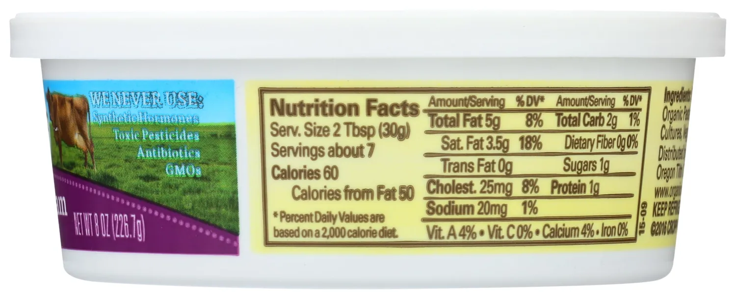 Organic Valley Sour Cream Organic, 8 oz