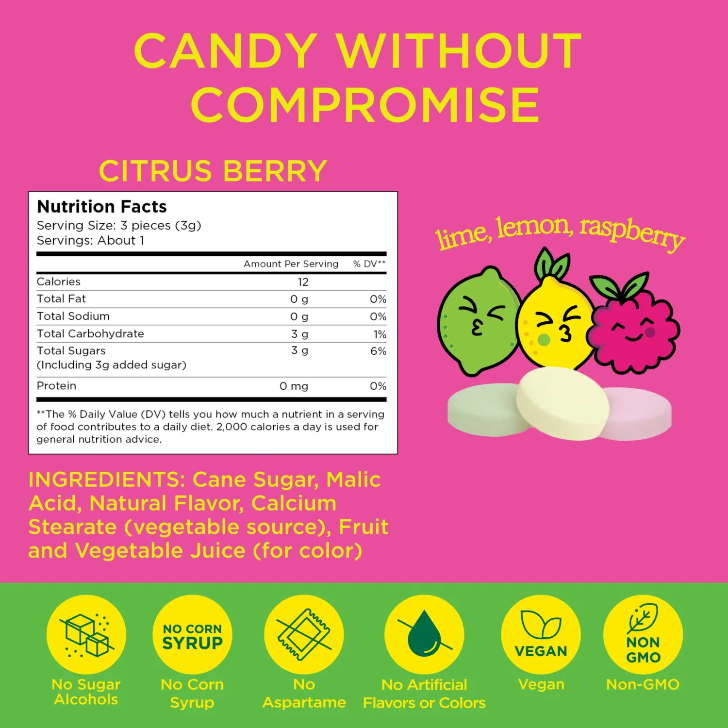 SIMPLY Sours Citrus Berry Sour Hard Candy, 50 Individualy Wrapped Packets (2 Candies Each), Bulk Candy, Vegan, Non-GMO, No Corn Syrup, No Artificial Colors or Flavors