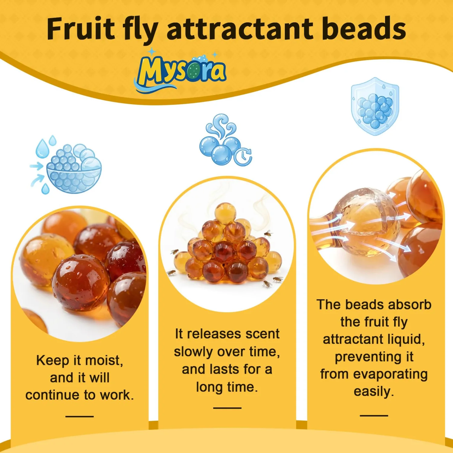 2 Pack Fruit Fly Trap Refill Beads, 100g/bottle Solid Beads for Indoor Fruit Fly Traps, Non-Toxic, Safe Near Food, Effective Bait Refill for Indoor and Kitchen Use