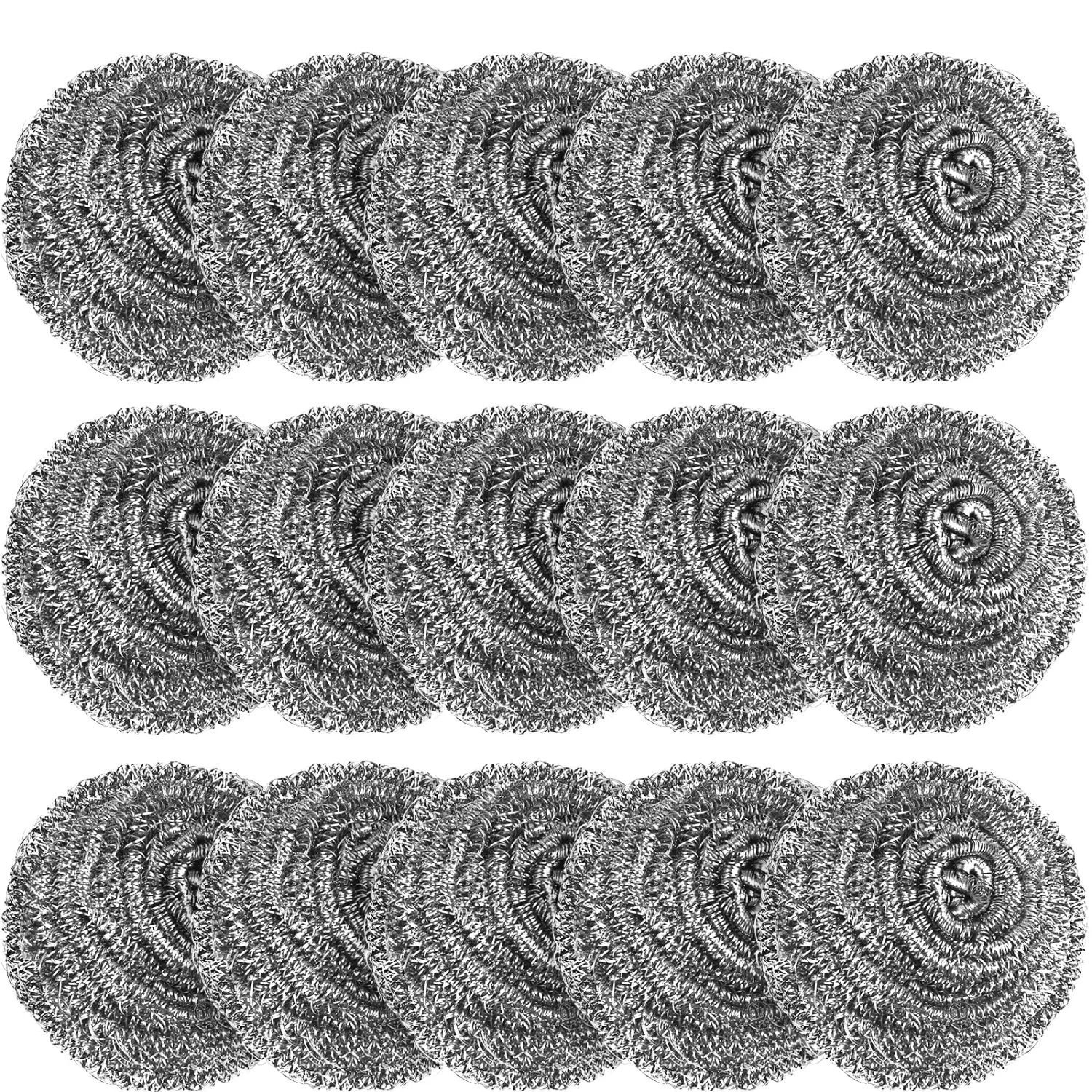 15 Pack Steel Wool Scrubber, Metal Kitchen Scrubbing Sponges, Dishwashing Scouring Pads Heavy Duty, Premium Stainless Steel Scrubbers for Cleaning Dishes Pots and Pans Bathroom Oven (Sliver) by VOPTON