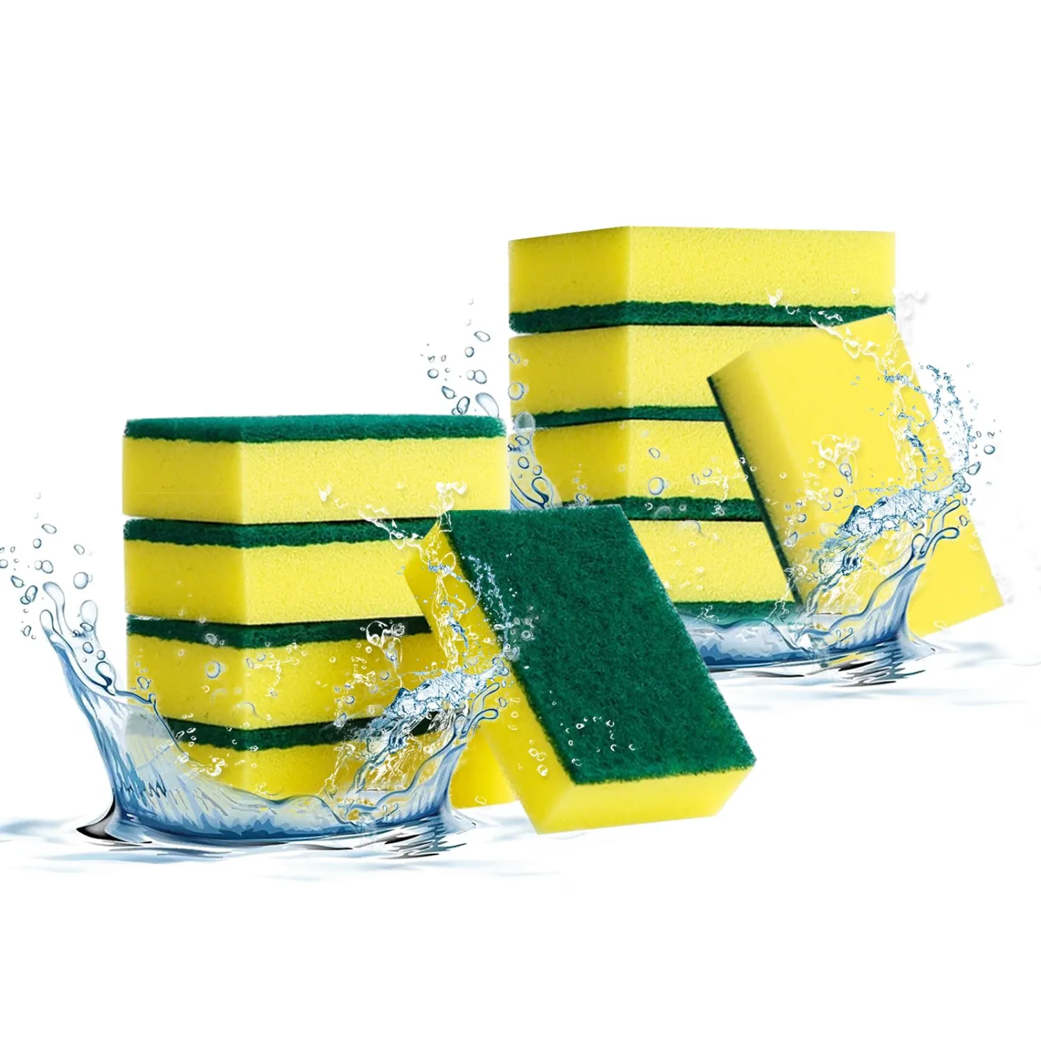 10-Pack Heavy Duty Scrub Sponges, Non-Scratch Kitchen Sponge with Durable Scouring Pad, Dual-Sided Cleaning Reusable Sponge for Dishes, Pots, Pans, Sinks – Extra Absorbent & Long-Lasting