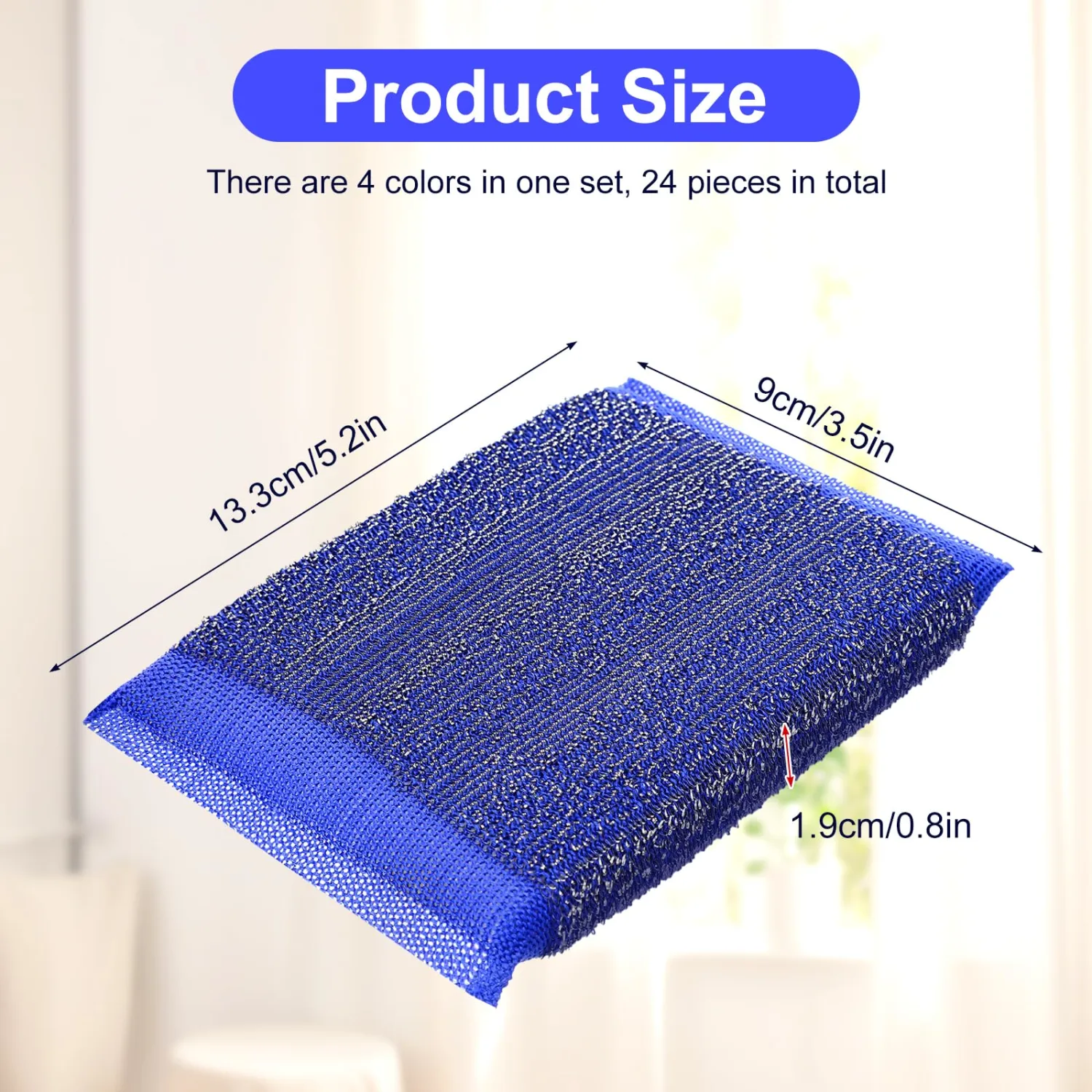 24 Pack Steel Scrub Sponges, Non-Scratch Metal Dish Scrubbers Heavy Duty Scouring Pads Kitchen Metal scrubbers for Pots Pans Cleaning Red Blue Green Yellow 4 Color