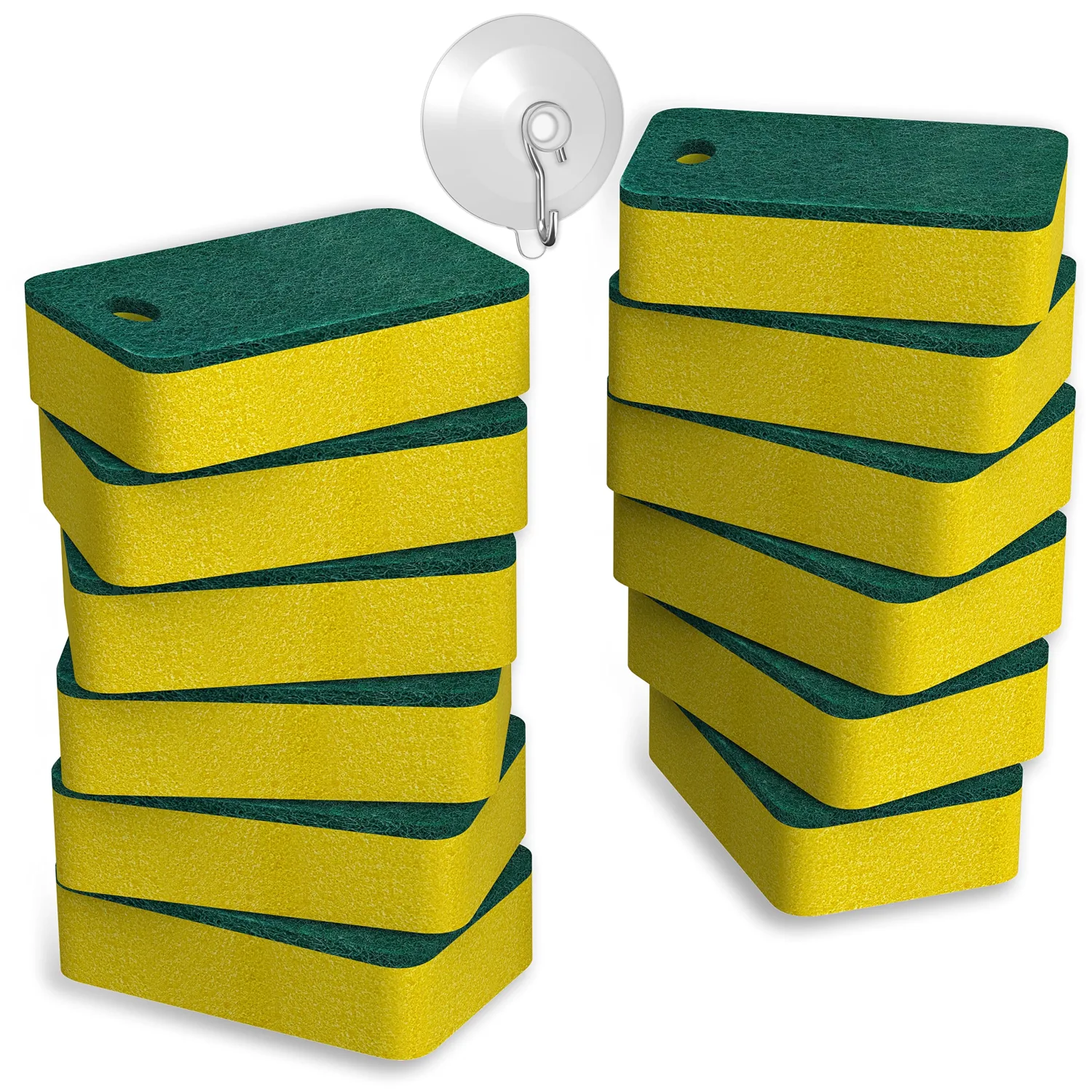 Kitchen Sponges 12 Pack | Dual-Sided Heavy Duty Non-Scratch Scrub | Sponges, Multipurpose Dishwashing & Cleaning Sponges, Highly Absorbent, Quick-Dry, Odor-Free, Dishwasher Safe, Household Cleaning